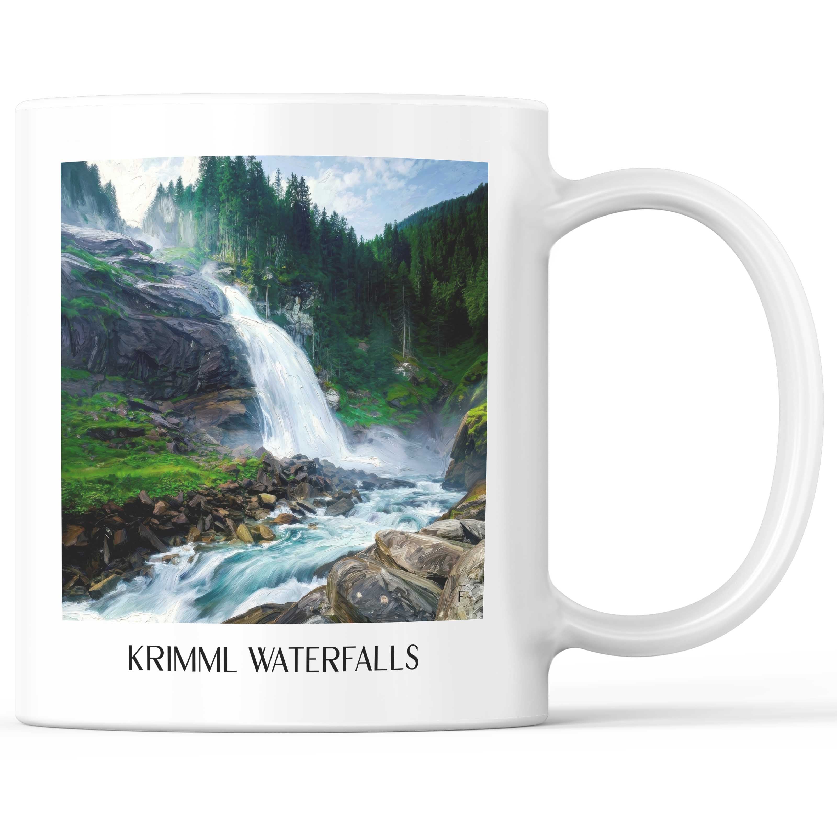 Krimmler Wasserfälle Kaffeebecher - Österreich - Österreich Becher - Kaffeetasse im Ölgemälde Stil