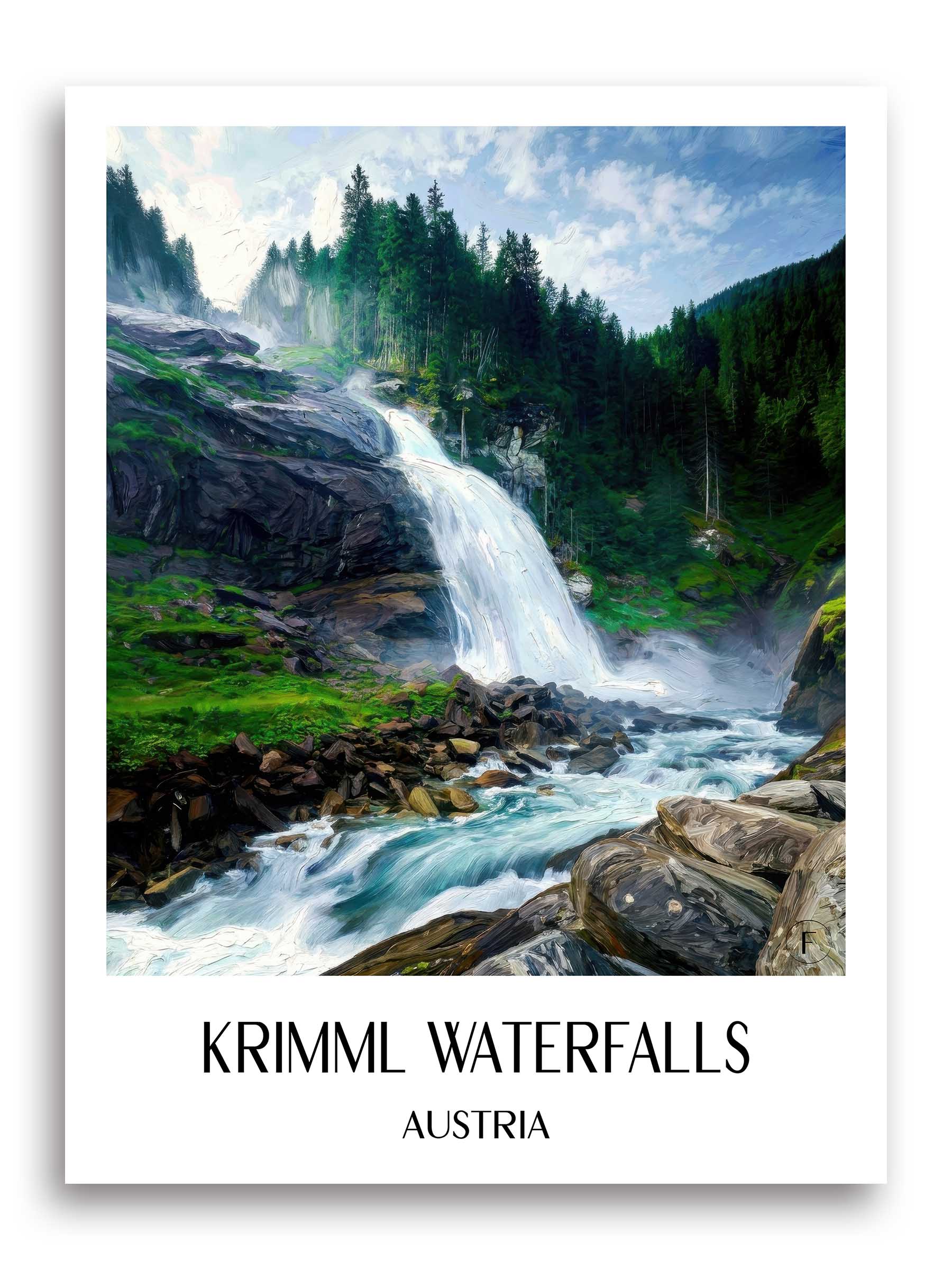 Krimmler Wasserfälle Poster - Österreich - Österreich Kunstdruck - Ölgemälde von A4 bis A1