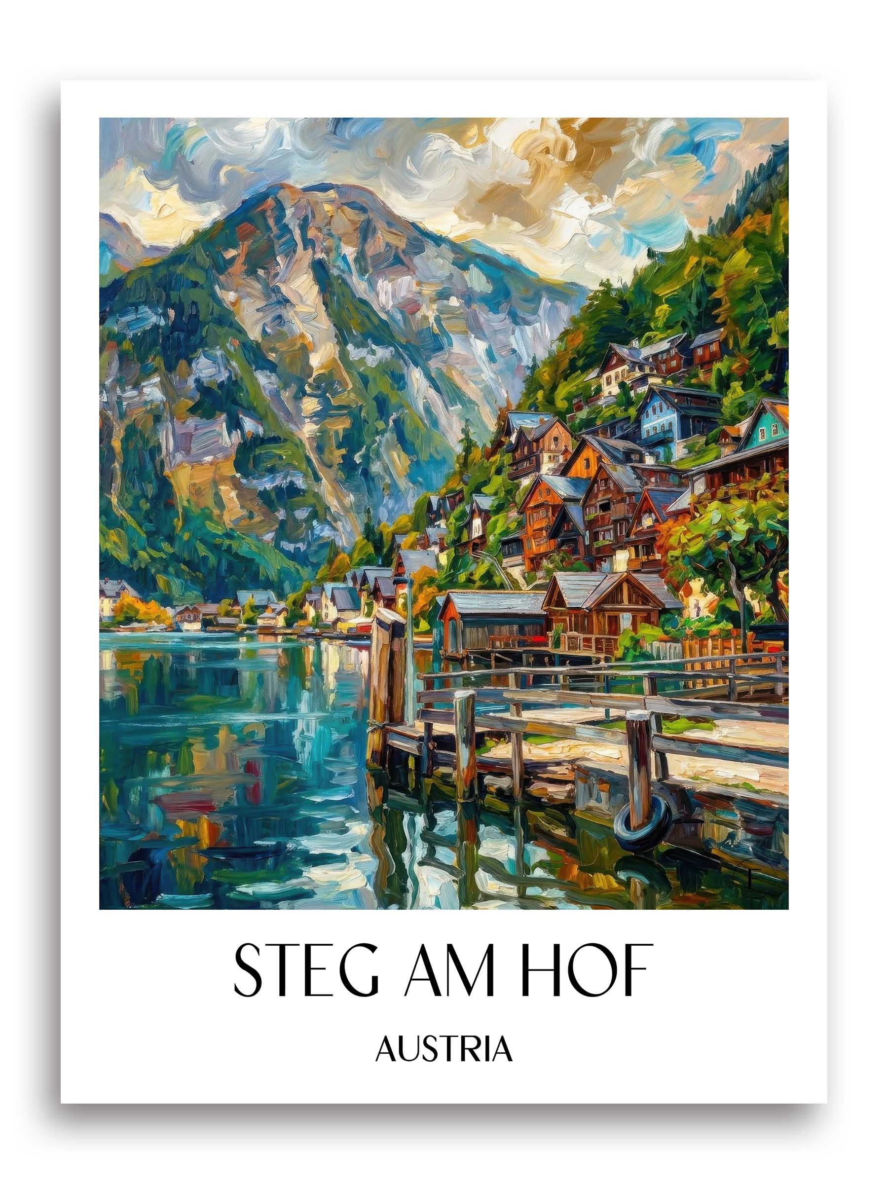 Steg Am Hof Poster - Hallstatt - Österreich Kunstdruck - Ölgemälde von A4 bis A1