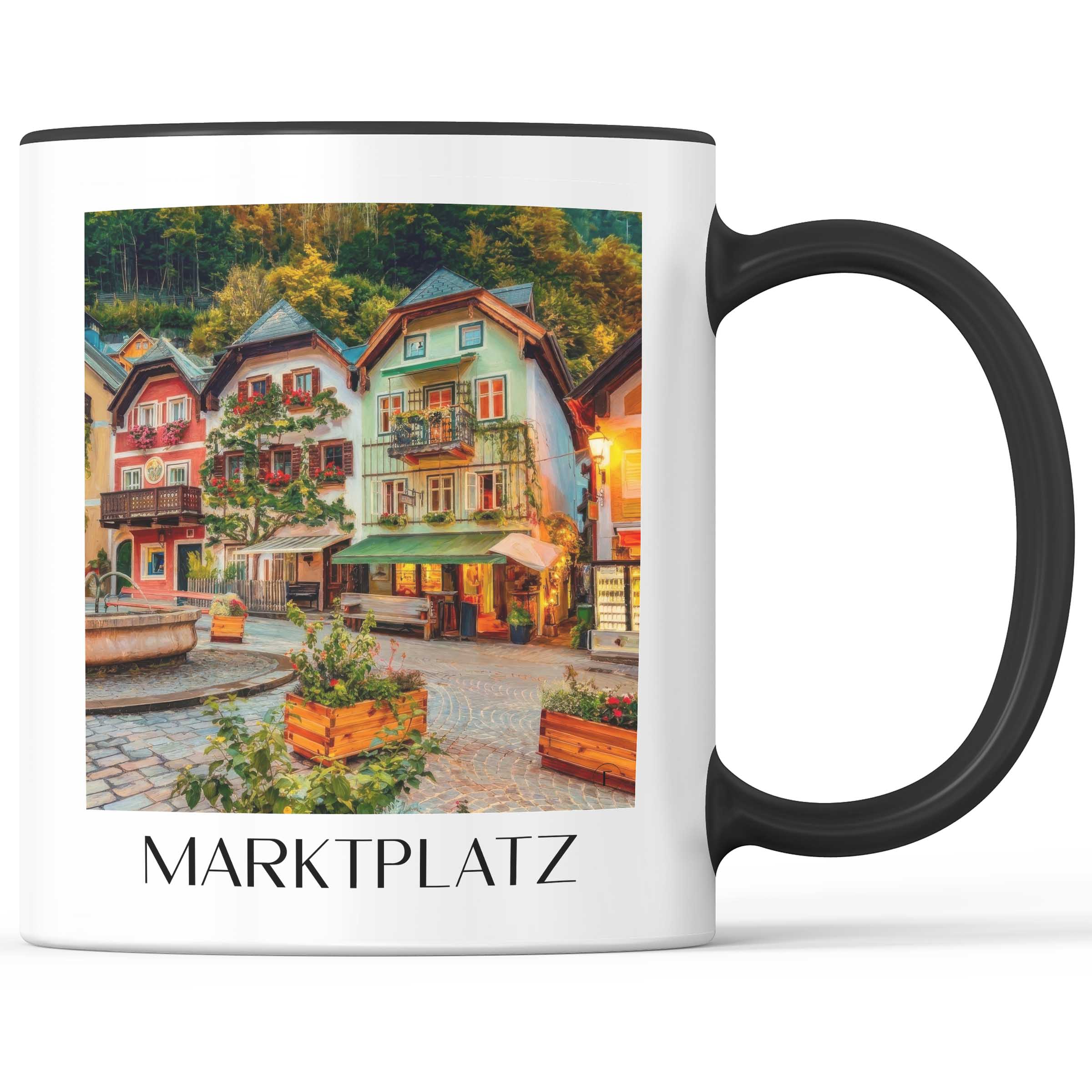 marktplatz-hallstatt-österreich-kaffeebecher-oil-painting-oelgemaelde