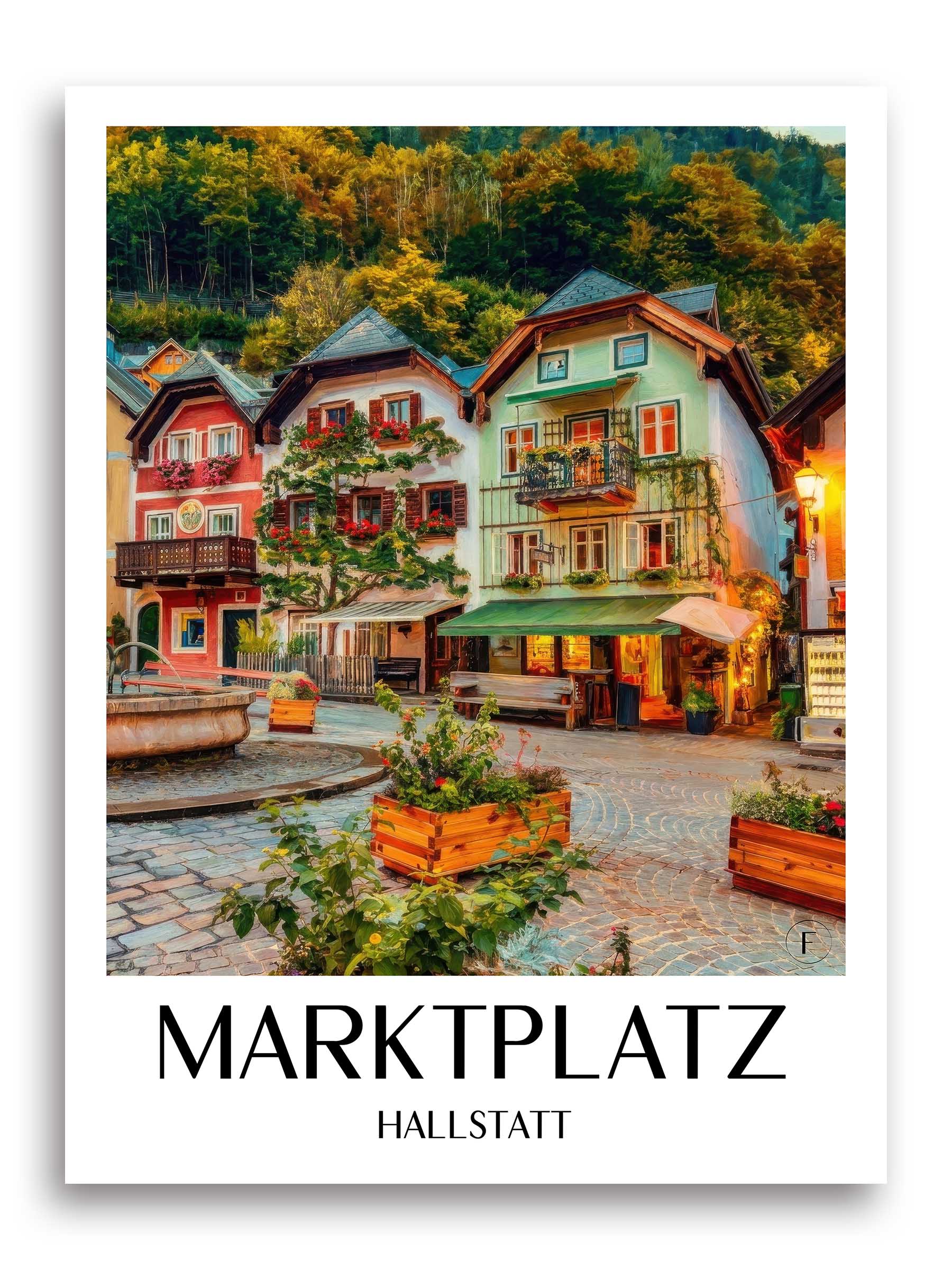 marktplatz-hallstatt-österreich-poster-oil-painting-oelgemaelde