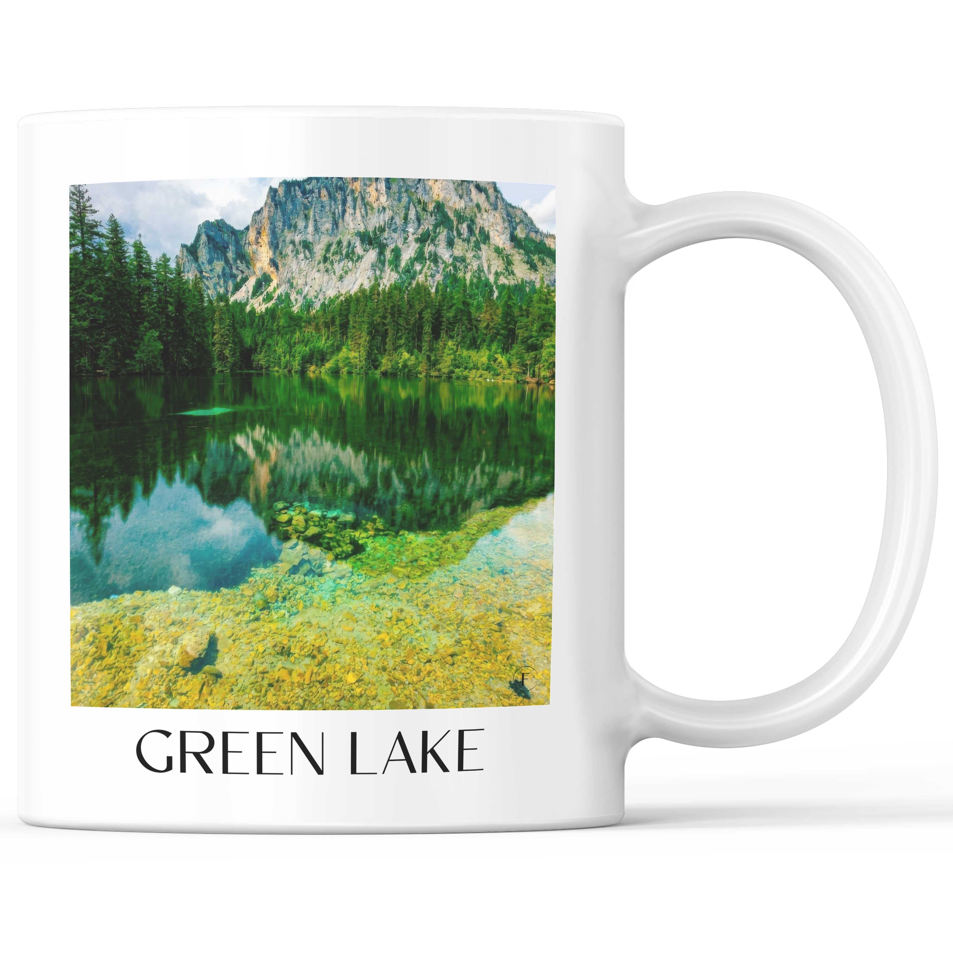 Grüner See Kaffeebecher - Steiermark - Österreich Becher - Kaffeetasse im Ölgemälde Stil