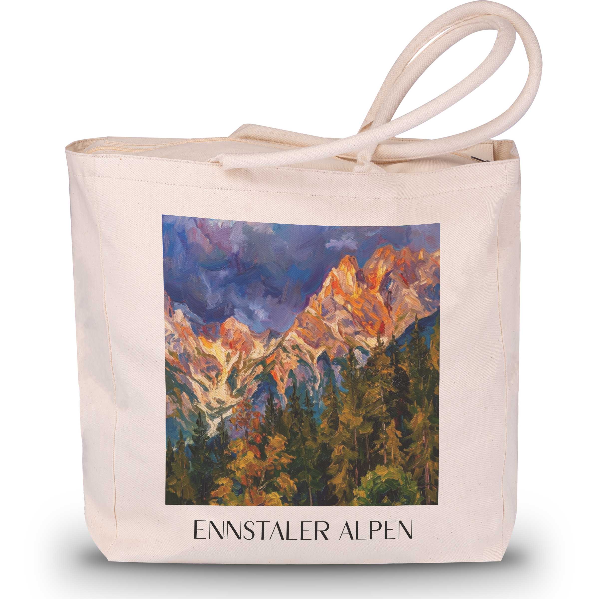 ennstaler-alpen-liezen-österreich-einkaufstasche-oil-painting-oelgemaelde