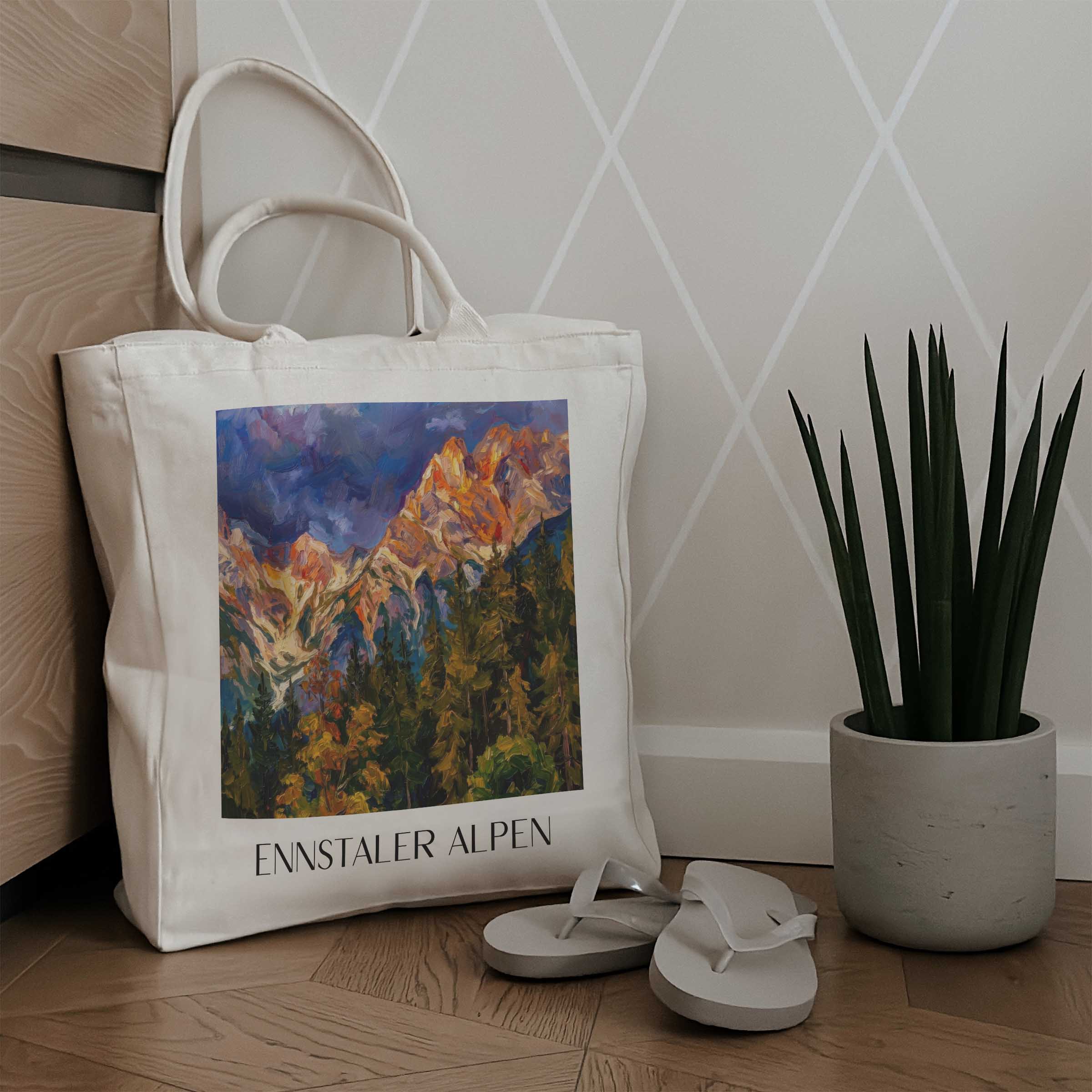 ennstaler-alpen-liezen-österreich-einkaufstasche-oil-painting-oelgemaelde