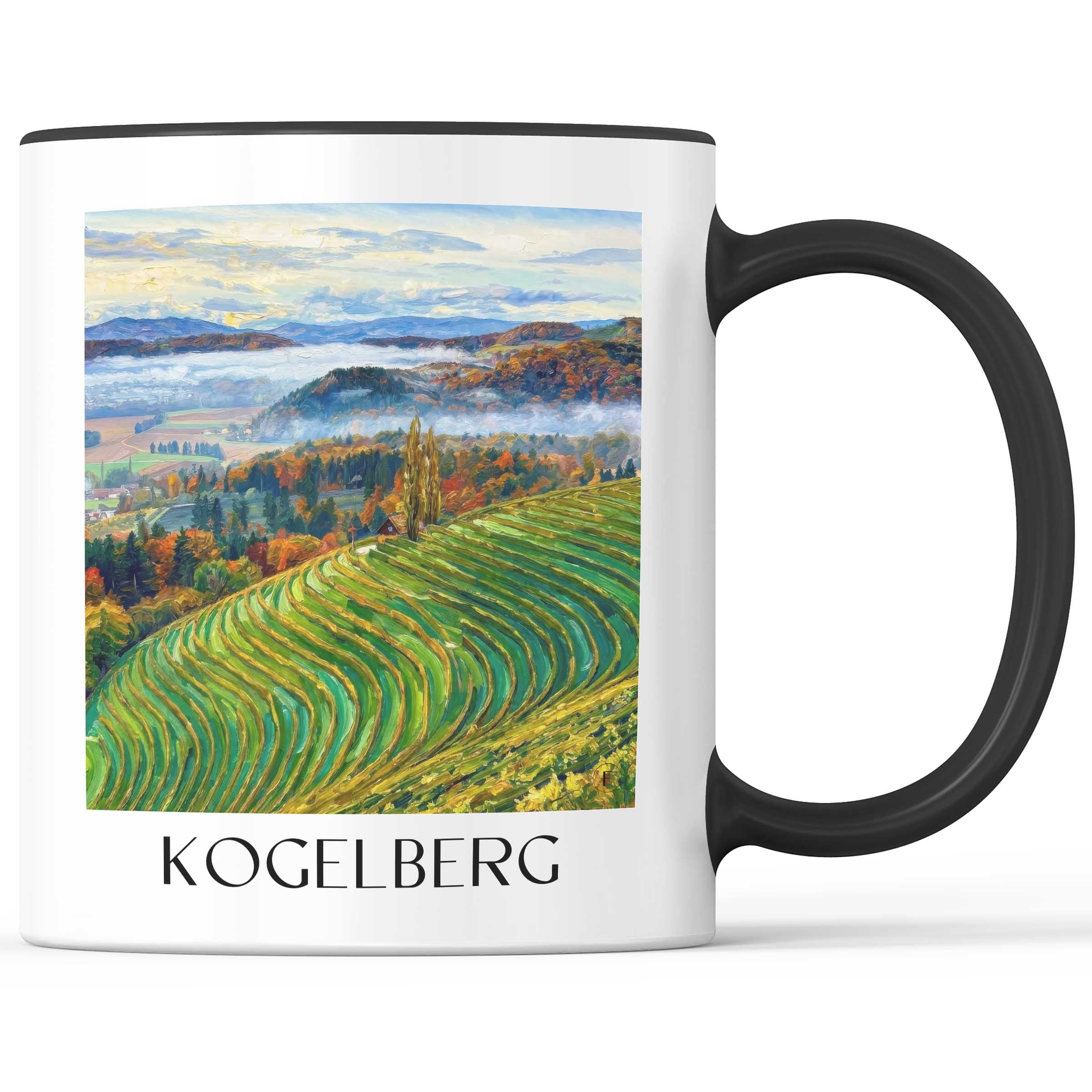 Kogelberg Kaffeebecher - Steiermark - Österreich Becher - Kaffeetasse im Ölgemälde Stil