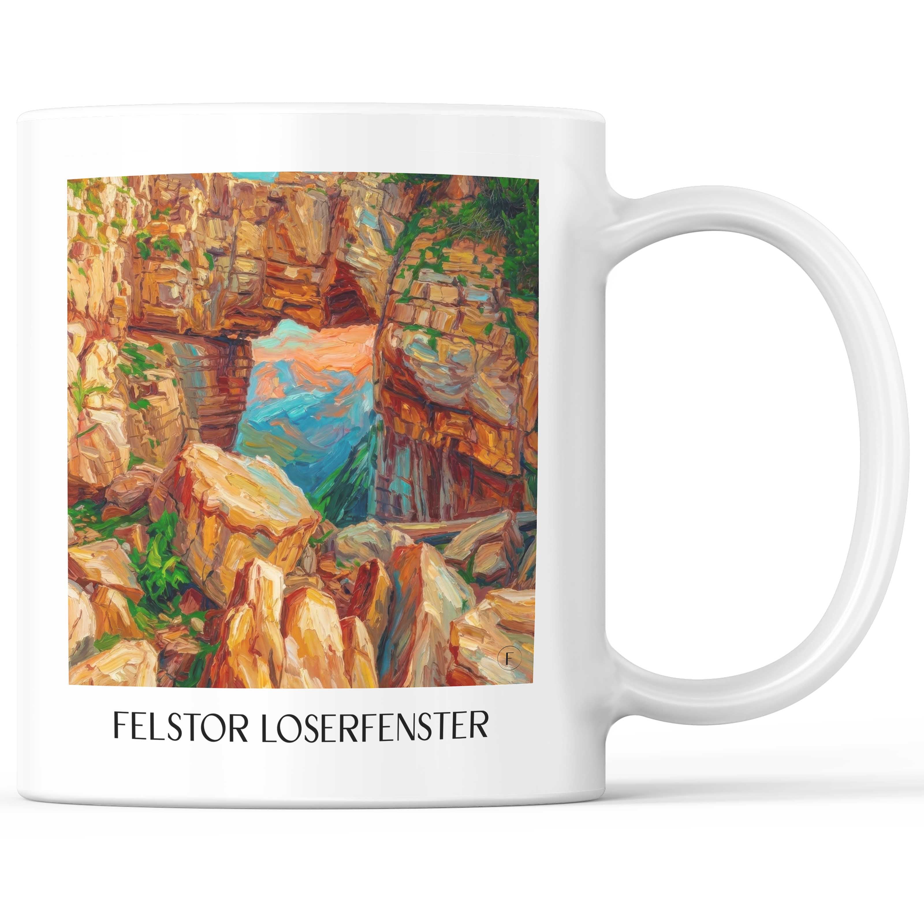 Felstor Loserfenster Kaffeebecher - Steiermark - Österreich Becher - Kaffeetasse im Ölgemälde Stil