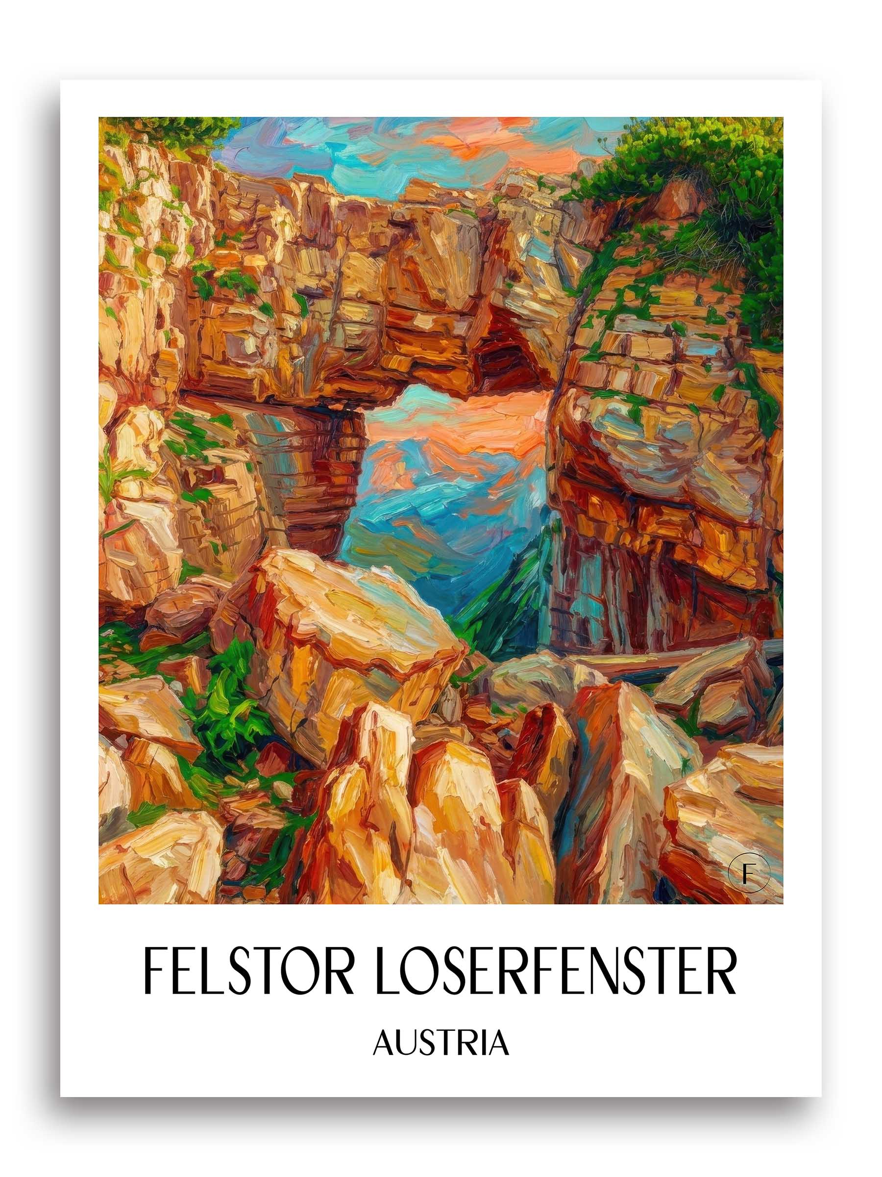 Felstor Loserfenster Poster - Steiermark - Österreich Kunstdruck - Ölgemälde von A4 bis A1