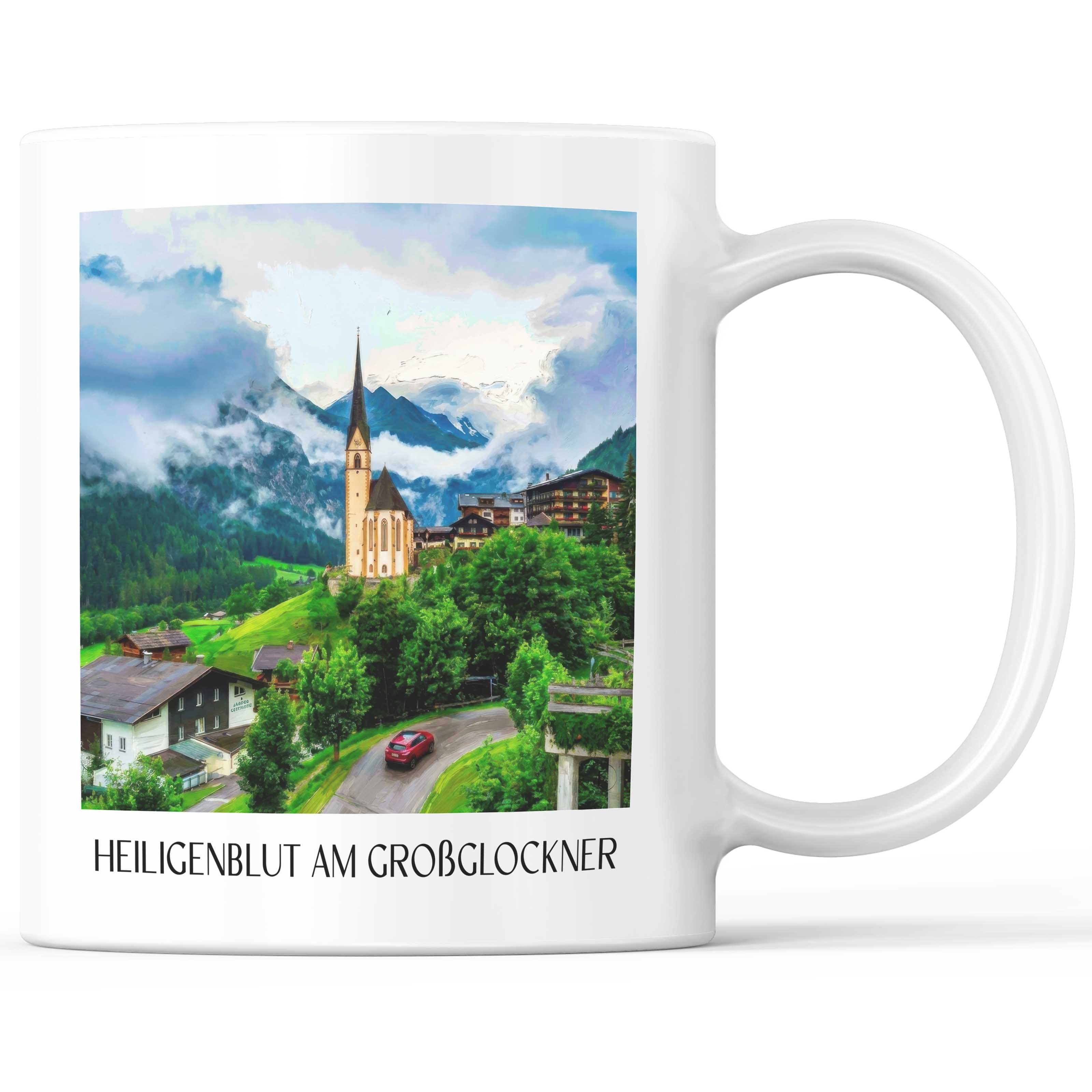 Heiligenblut am Großglockner Kaffeebecher - Kärnten - Österreich Becher - Kaffeetasse im Ölgemälde Stil