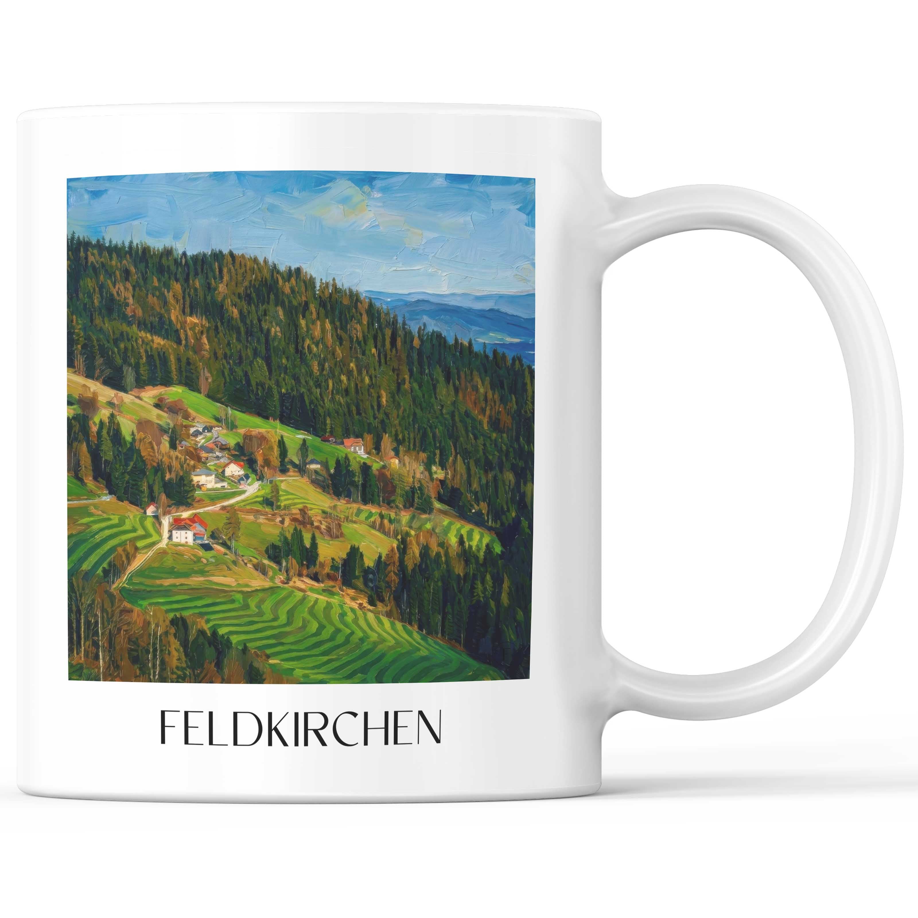 Feldkirchen Kaffeebecher - Kärnten - Österreich Becher - Kaffeetasse im Ölgemälde Stil