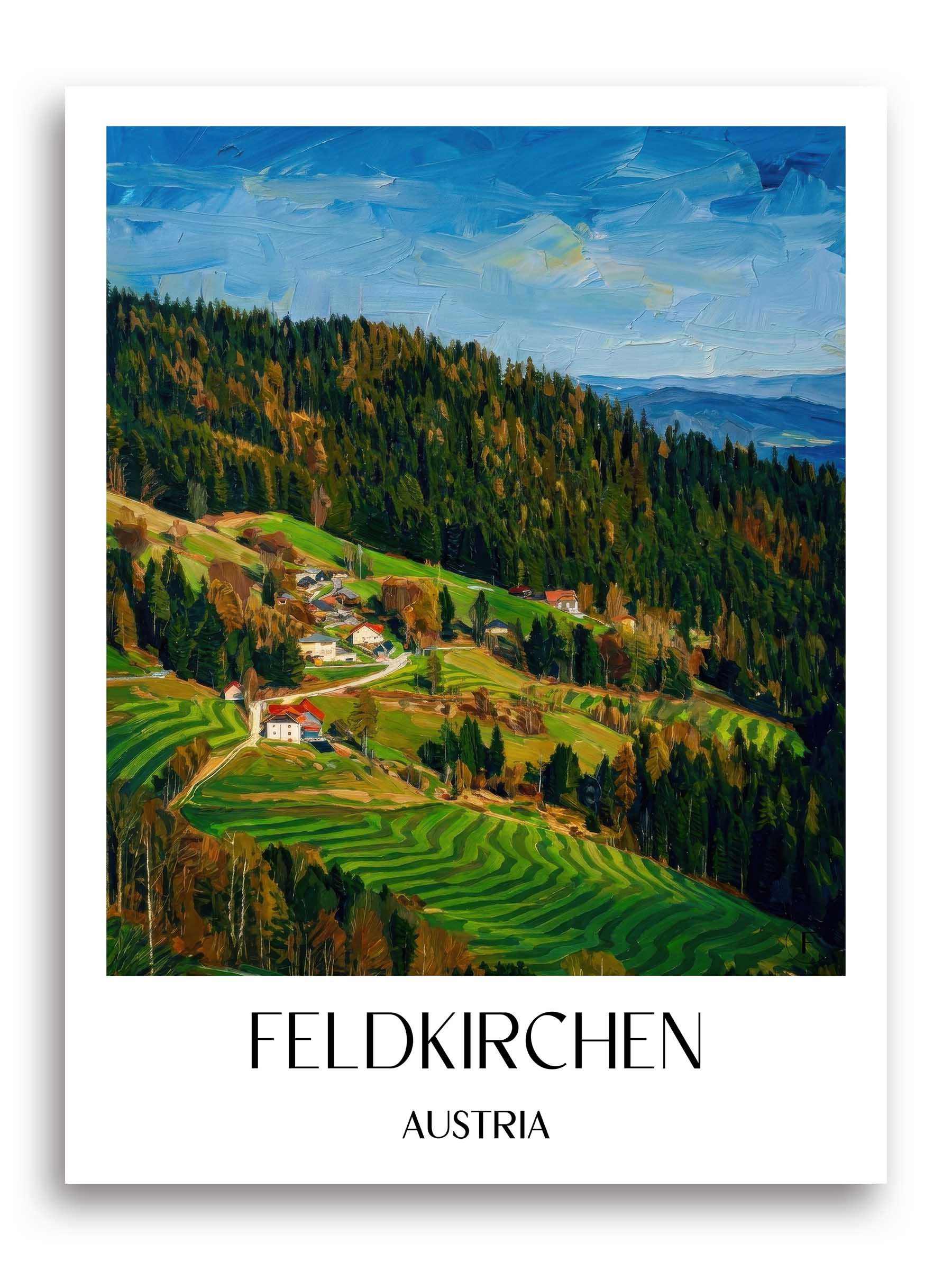 Feldkirchen Poster - Kärnten - Österreich Kunstdruck - Ölgemälde von A4 bis A1