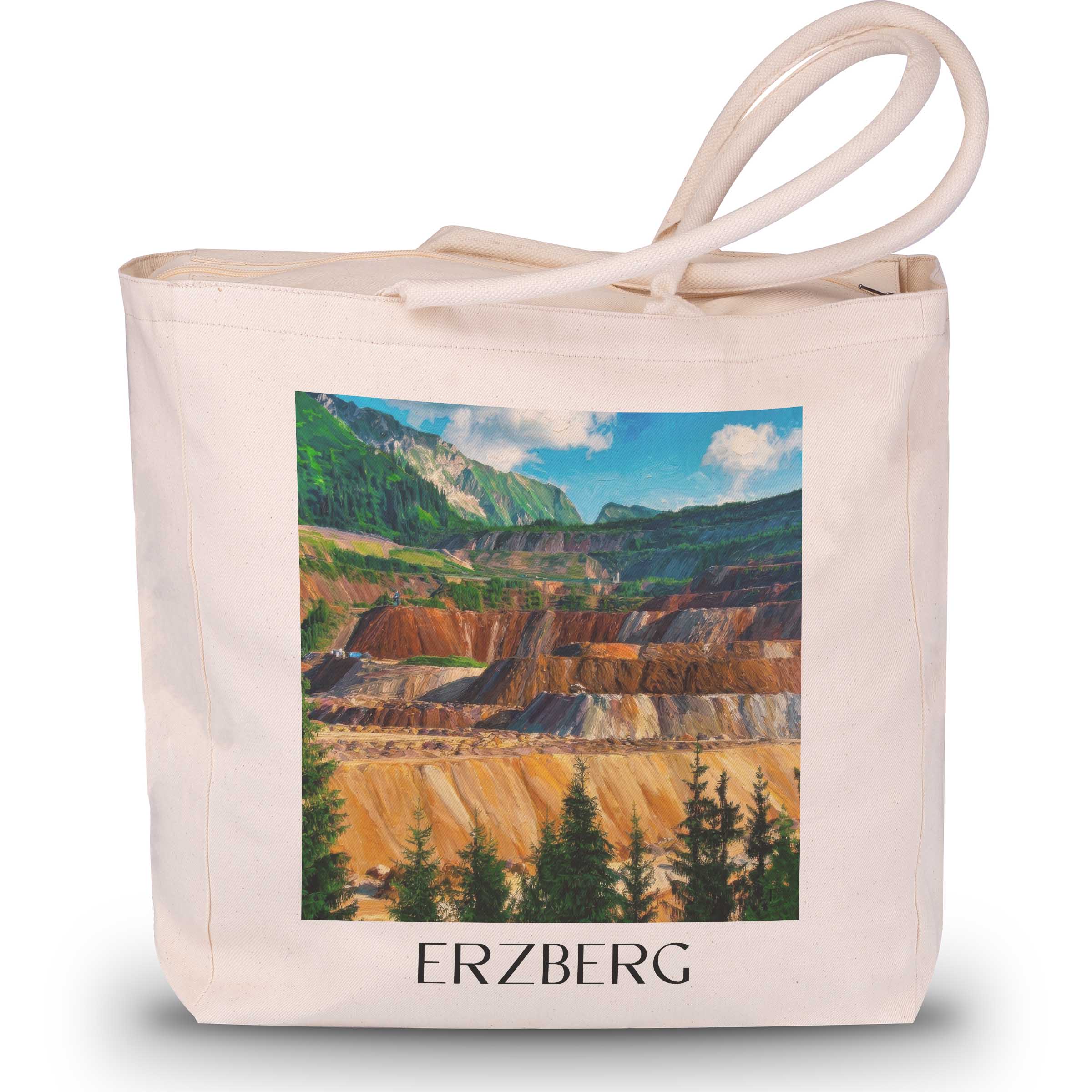 Erzberg Shopping Tasche - Steiermark - Österreich Tote Bag - Einkaufstasche im Ölgemälde Stil