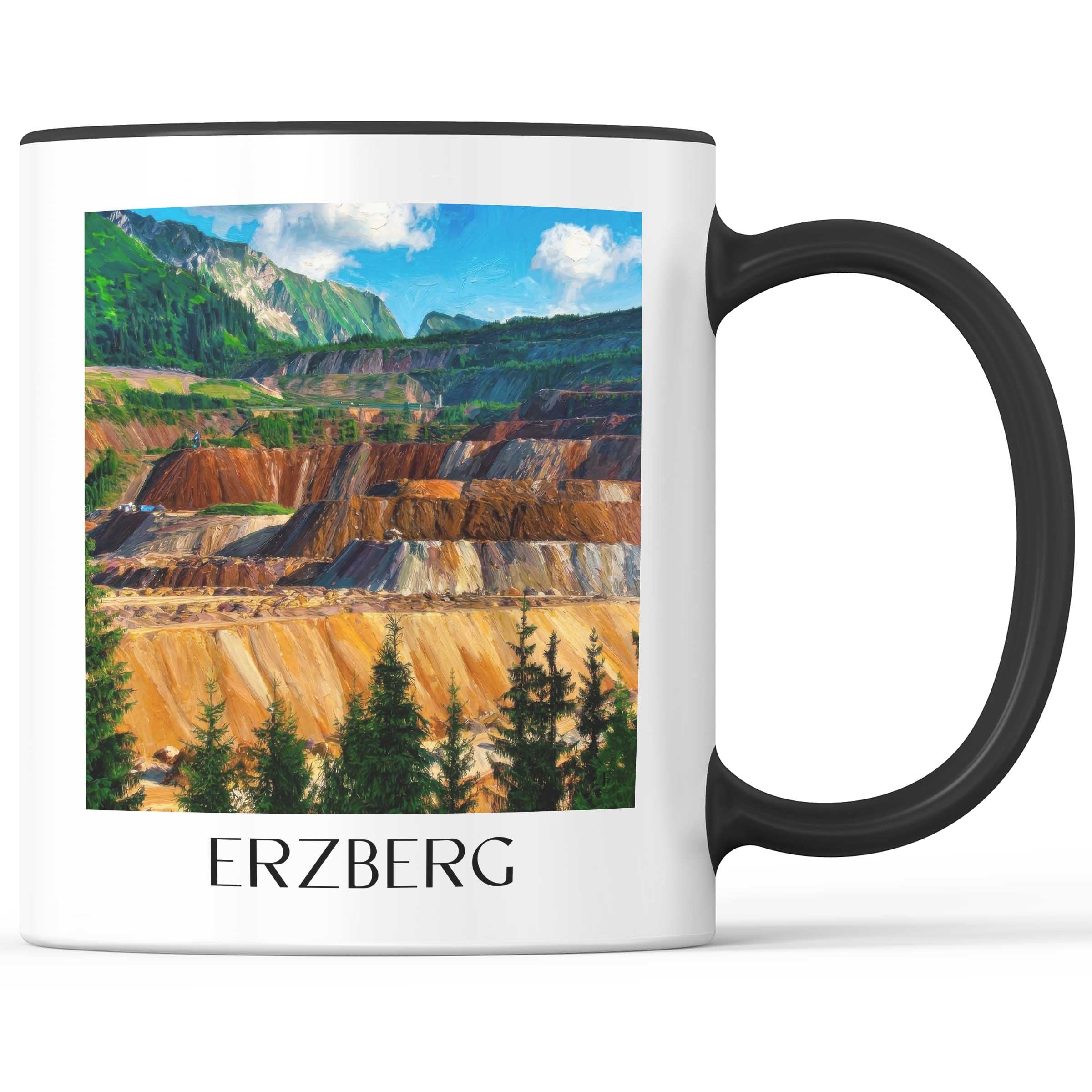Erzberg Kaffeebecher - Steiermark - Österreich Becher - Kaffeetasse im Ölgemälde Stil