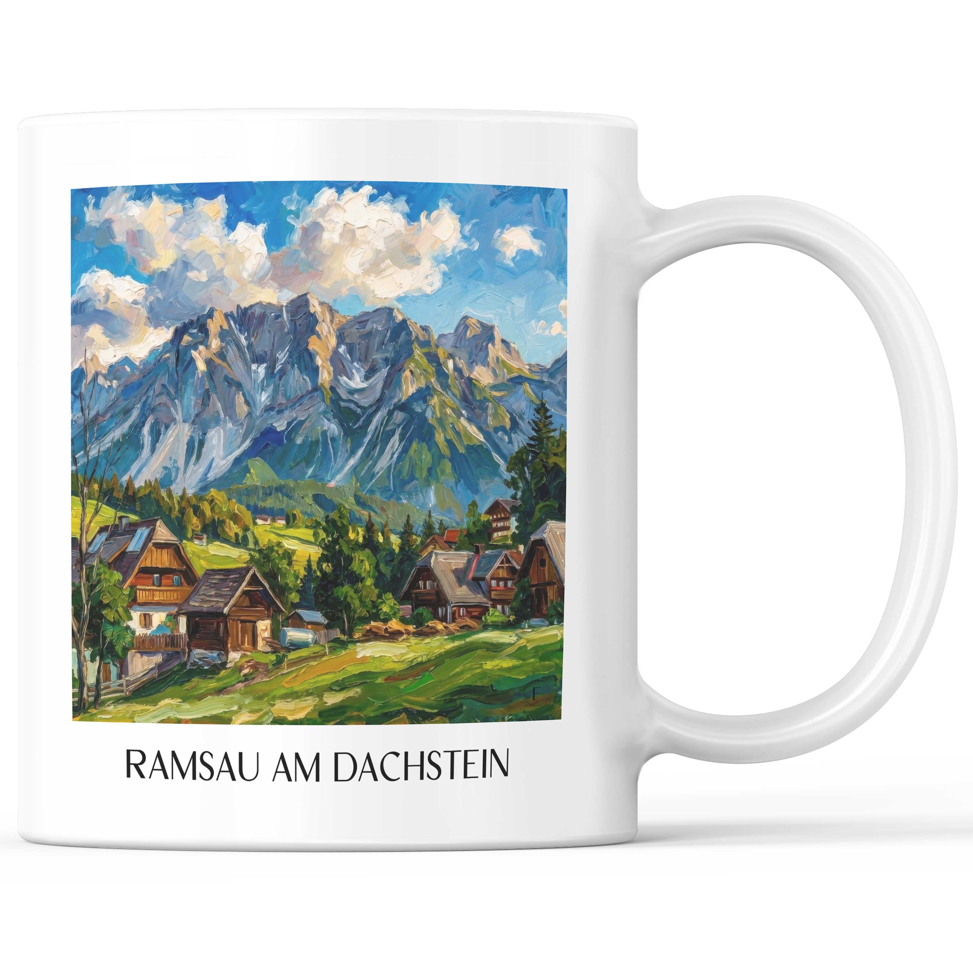 Ramsau am Dachstein Kaffeebecher - Steiermark - Österreich Becher - Kaffeetasse im Ölgemälde Stil
