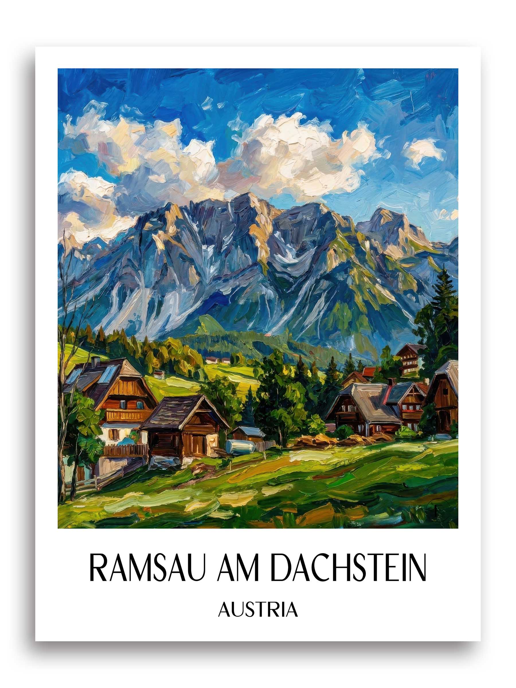 Ramsau am Dachstein Poster - Steiermark - Österreich Kunstdruck - Ölgemälde von A4 bis A1