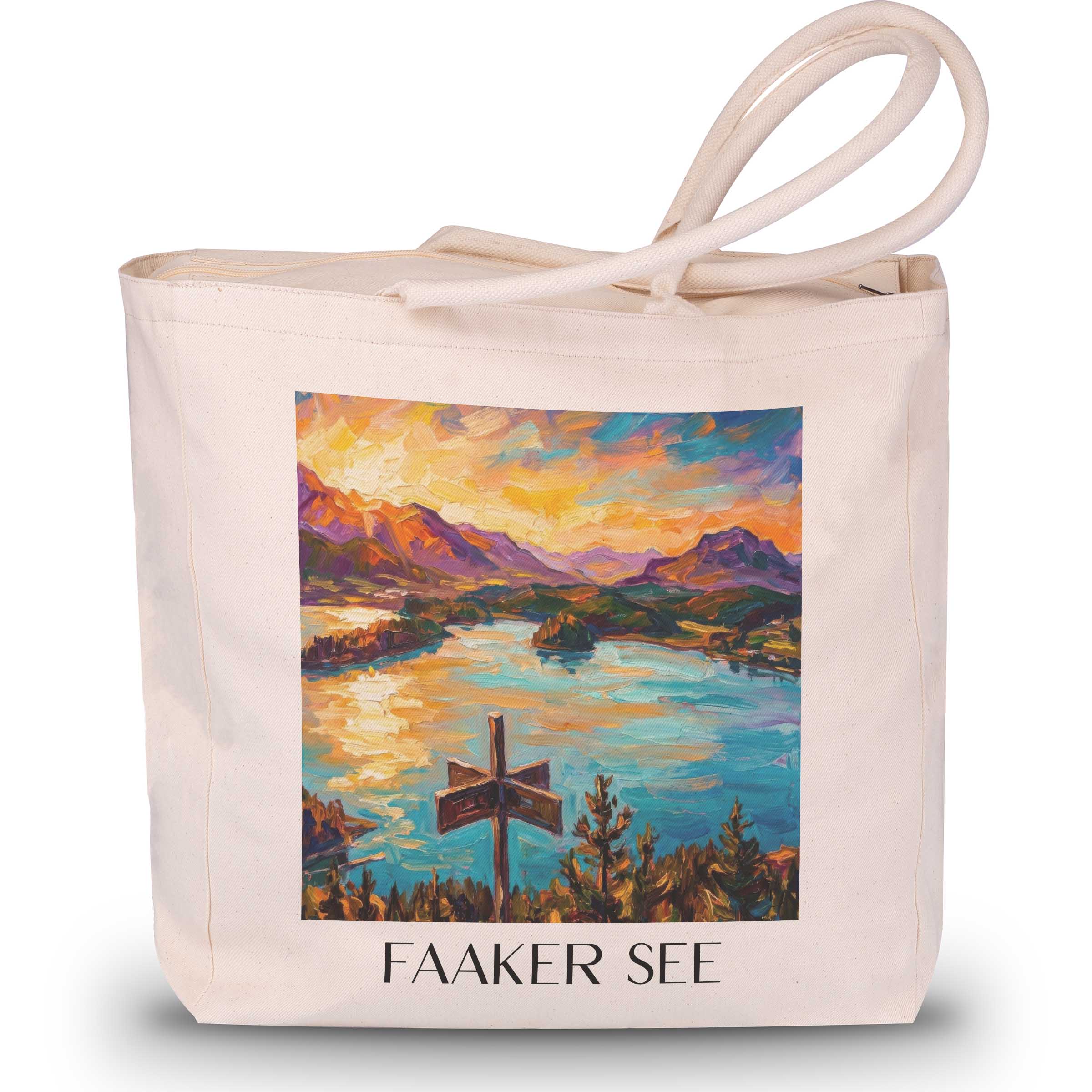Faaker See Shopping Tasche - Kärnten - Österreich Tote Bag - Einkaufstasche im Ölgemälde Stil