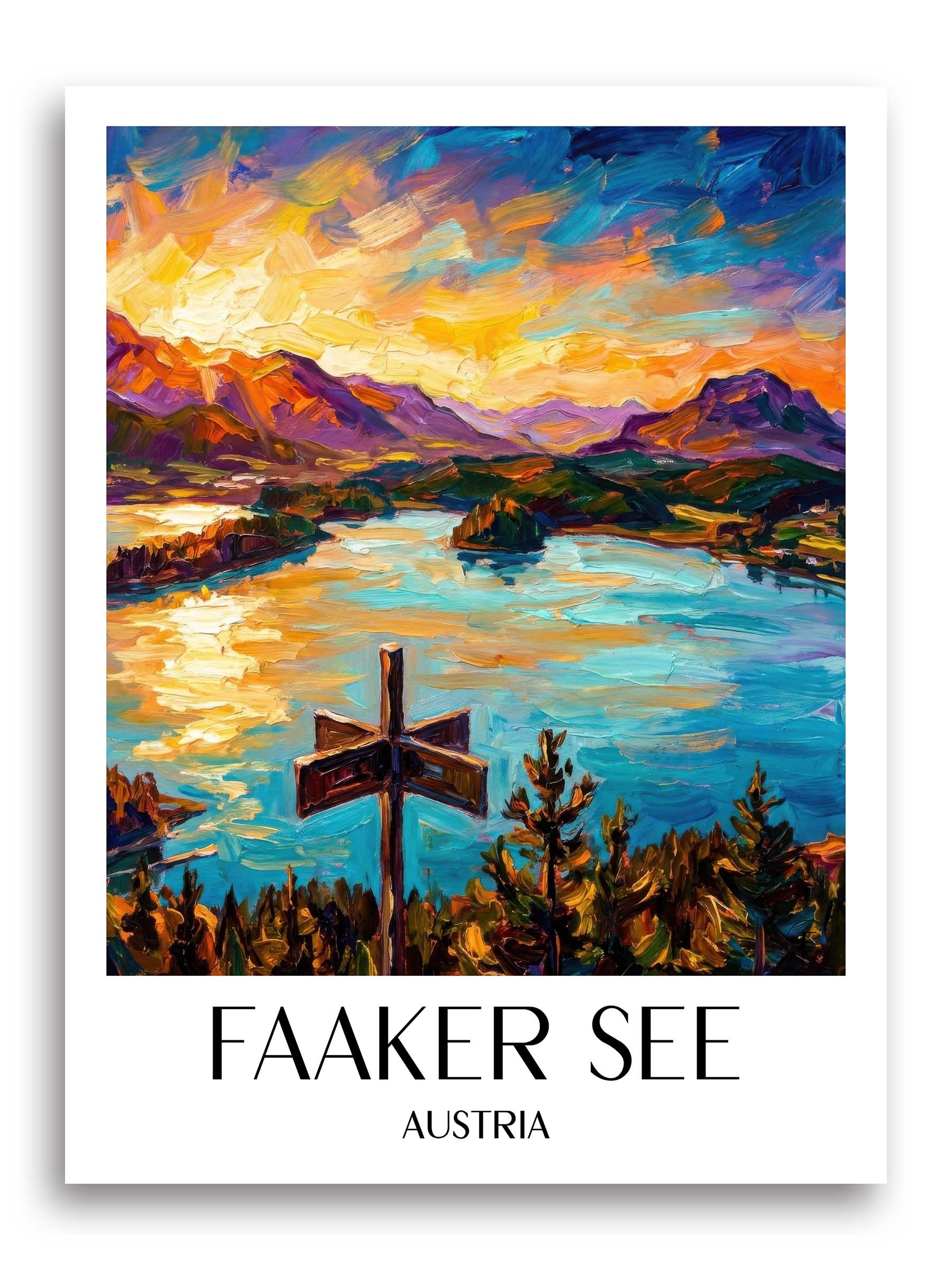 Faaker See Poster - Kärnten - Österreich Kunstdruck - Ölgemälde von A4 bis A1