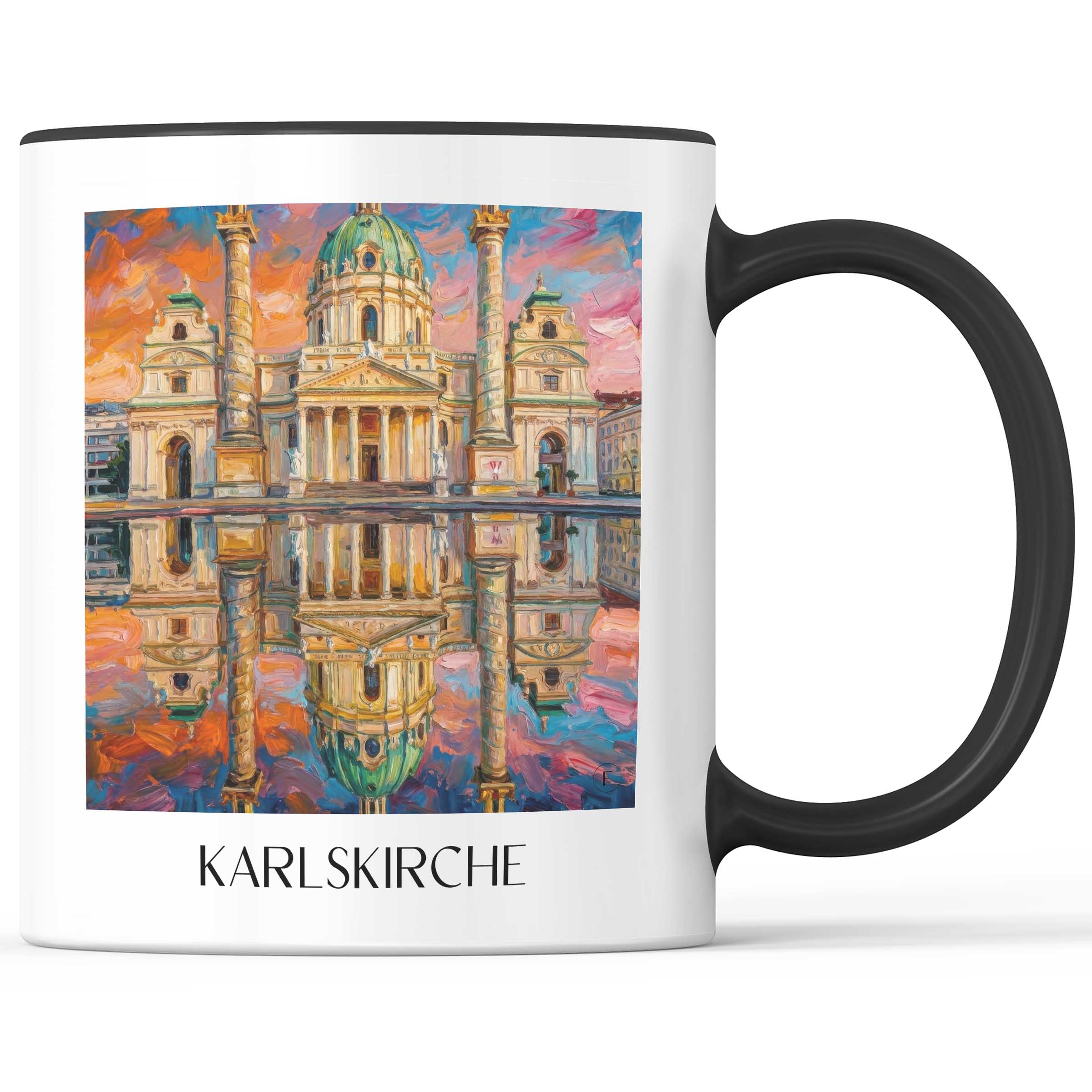 Karlskirche Kaffeebecher - Wien - Österreich Becher - Kaffeetasse im Ölgemälde Stil