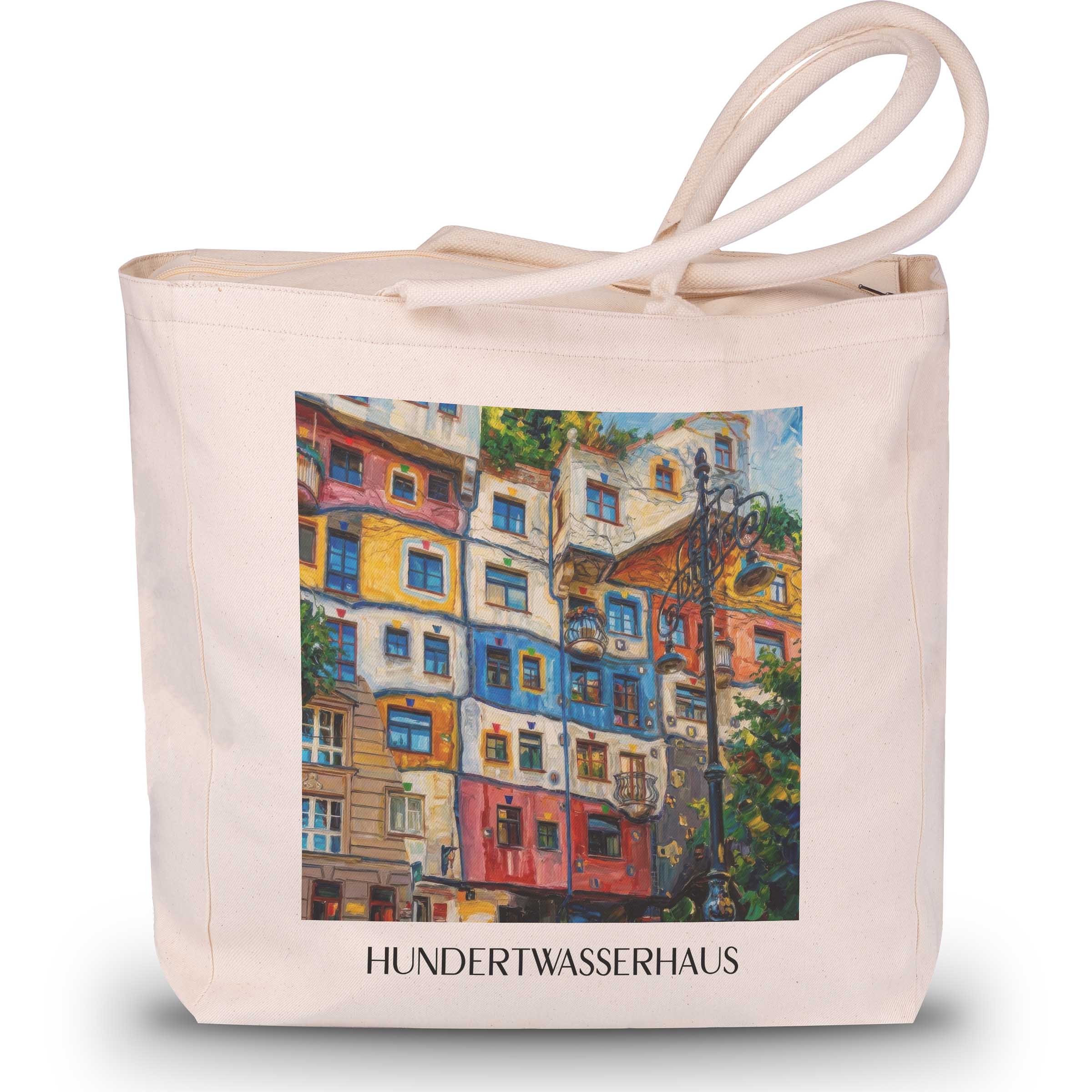 hundertwasserhaus-wien-österreich-einkaufstasche-oil-painting-oelgemaelde