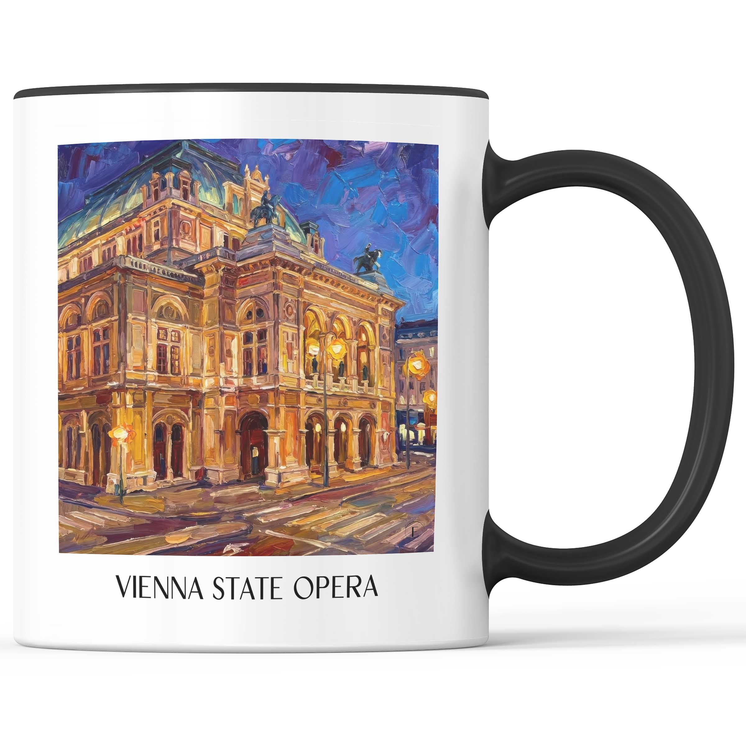 Wiener Staatsoper Kaffeebecher - Österreich - Österreich Becher - Kaffeetasse im Ölgemälde Stil