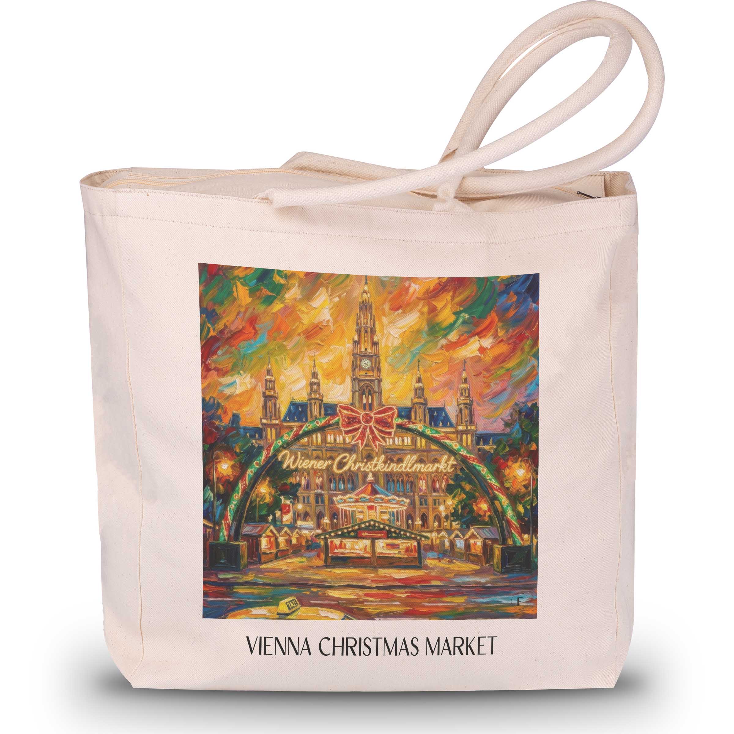Wiener Christkindlmarkt Shopping Tasche - Österreich - Österreich Tote Bag - Einkaufstasche im Ölgemälde Stil