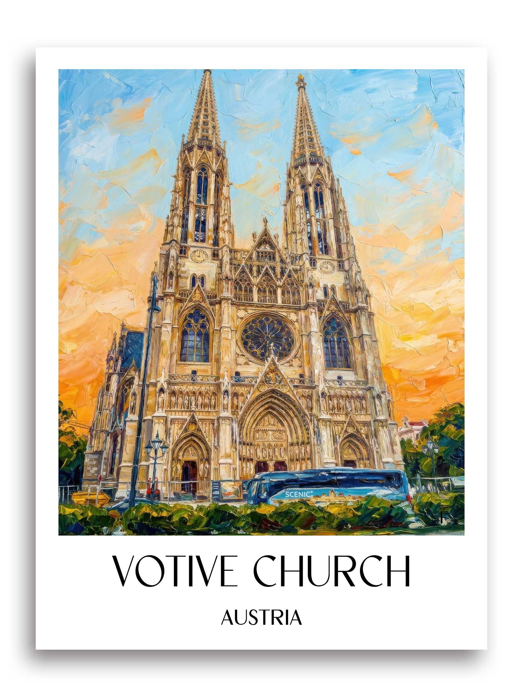 Votivkirche Poster - Wien - Österreich Kunstdruck - Ölgemälde von A4 bis A1