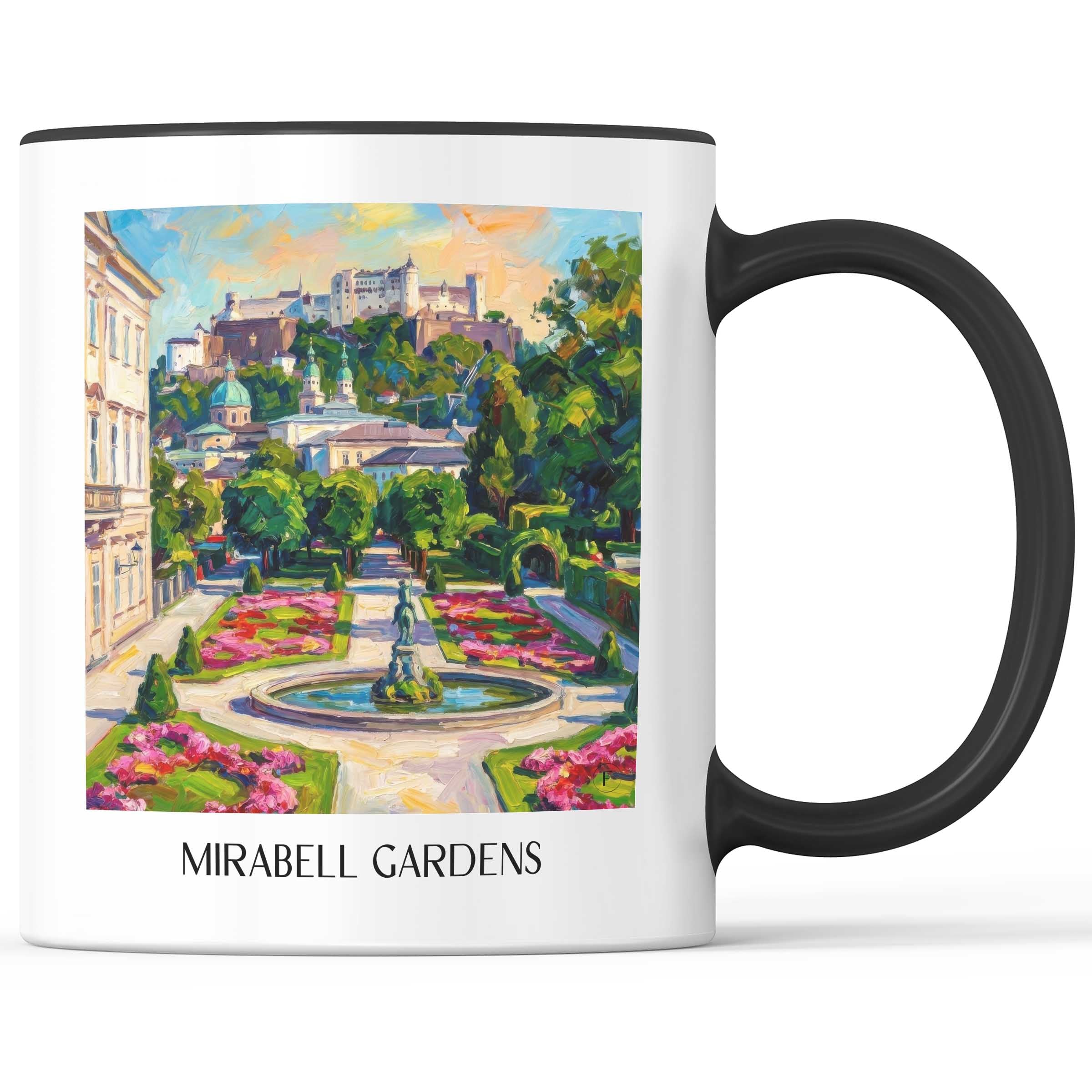 Mirabellgarten Kaffeebecher - Salzburg - Österreich Becher - Kaffeetasse im Ölgemälde Stil