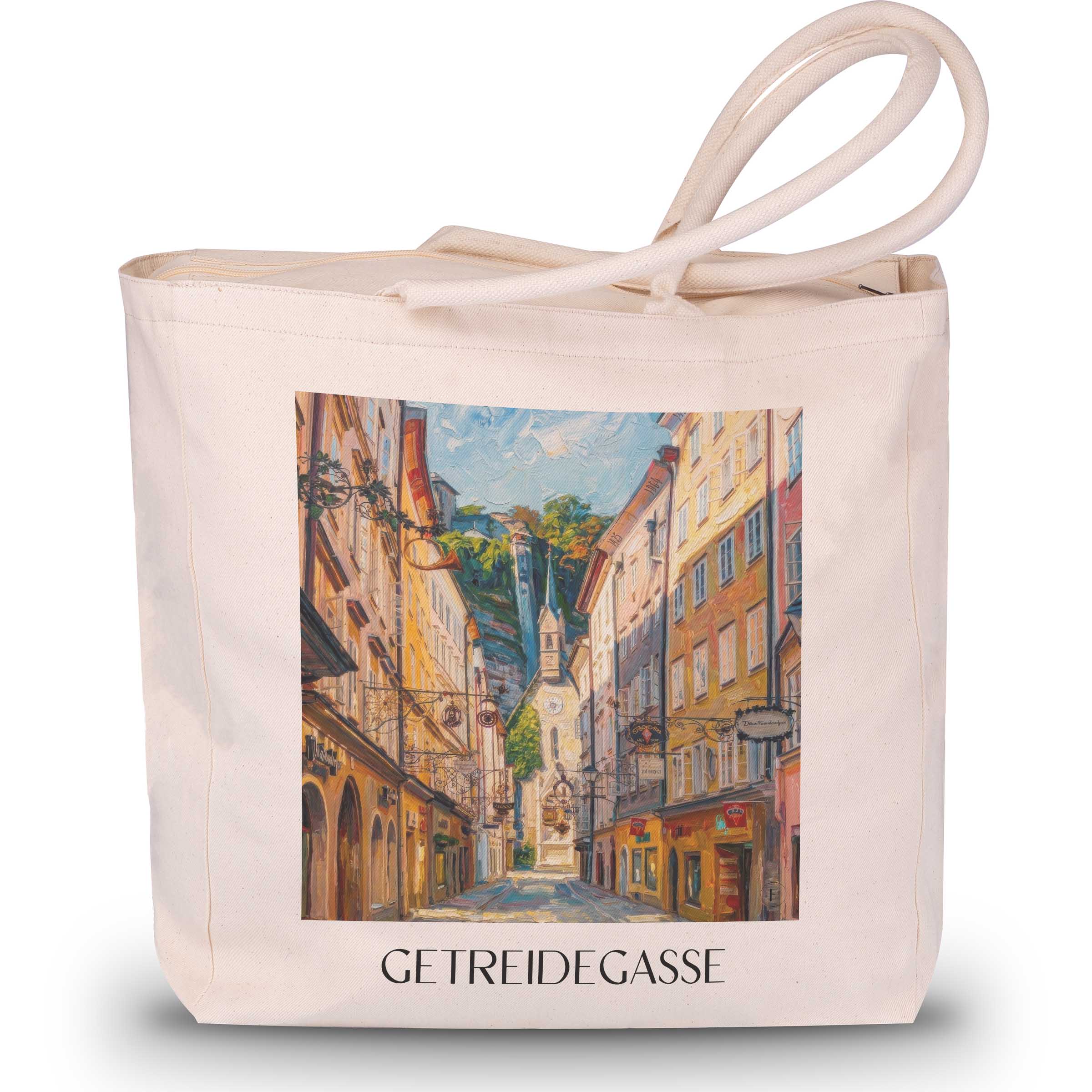 getreidegasse-salzburg-österreich-einkaufstasche-oil-painting-oelgemaelde