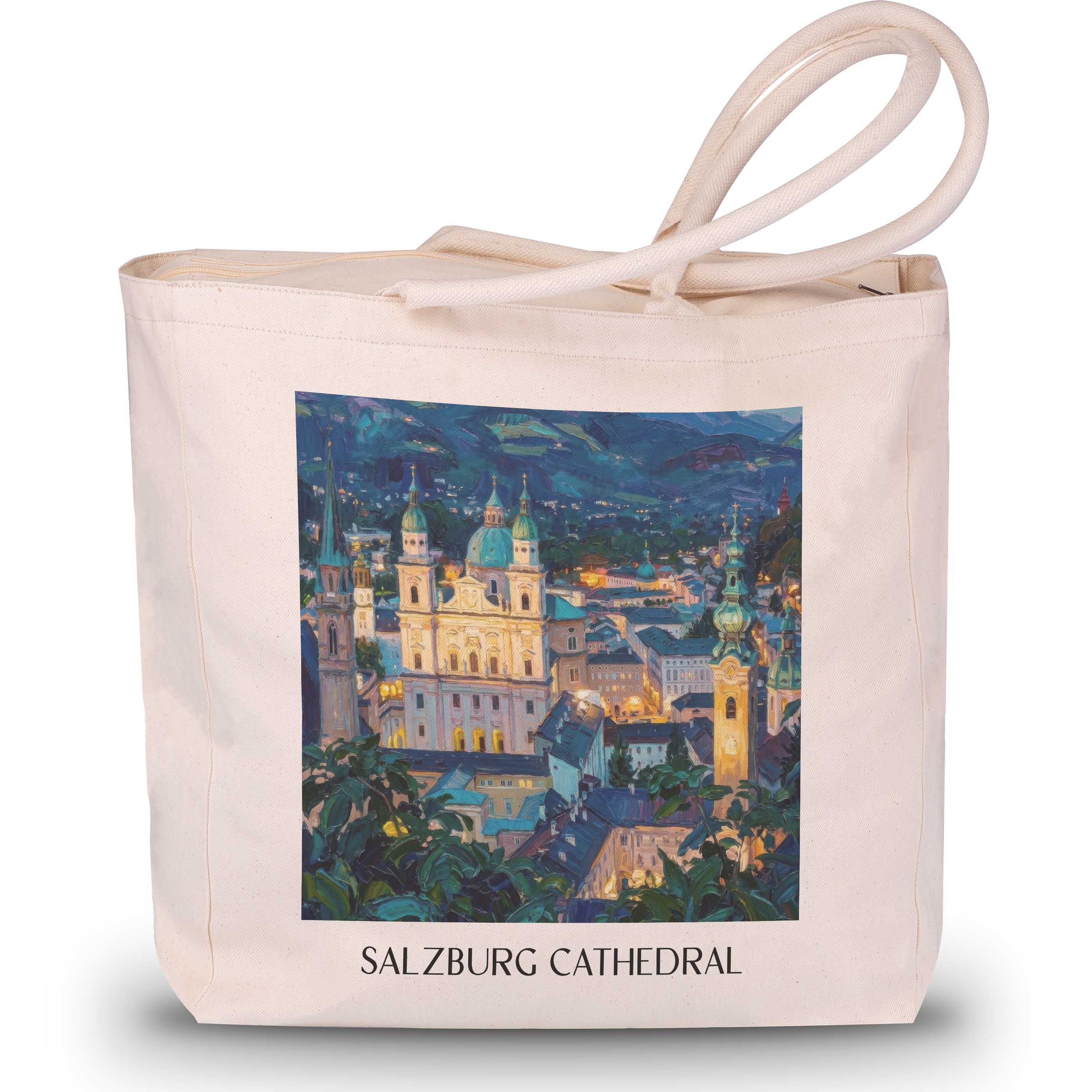 Salzburger Dom Shopping Tasche - Österreich - Österreich Tote Bag - Einkaufstasche im Ölgemälde Stil
