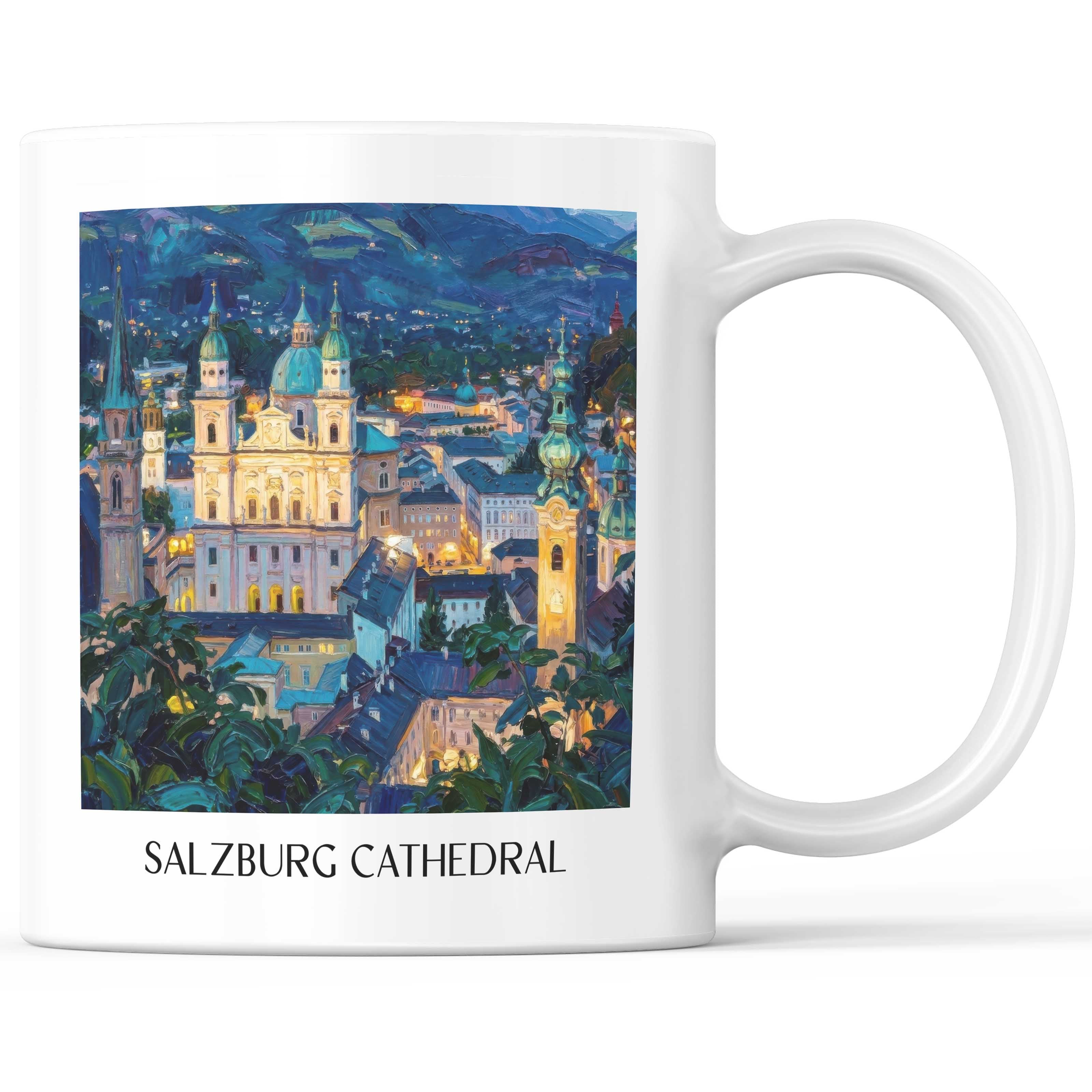 Salzburger Dom Kaffeebecher - Österreich - Österreich Becher - Kaffeetasse im Ölgemälde Stil