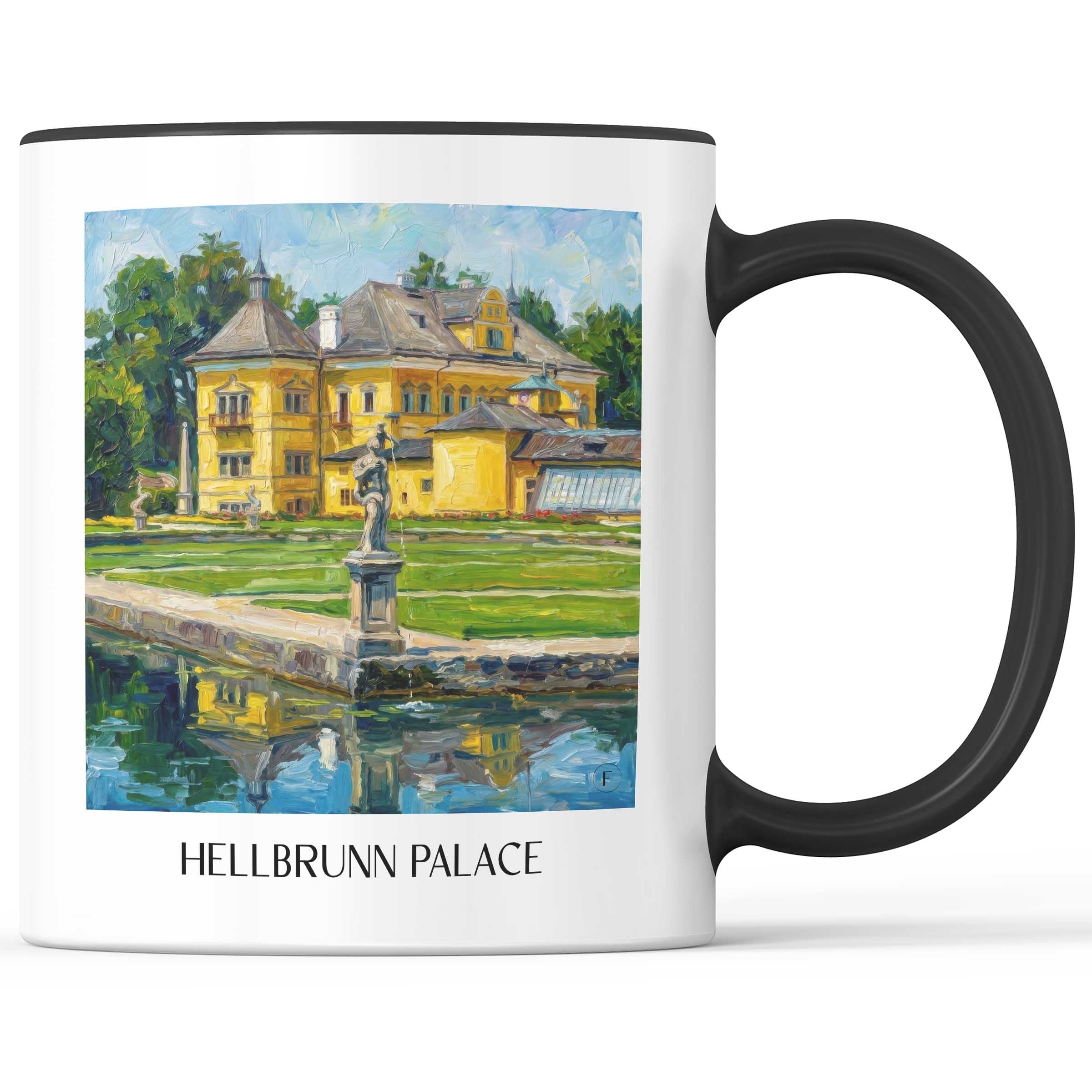 Schloss Hellbrunn Kaffeebecher - Salzburg - Österreich Becher - Kaffeetasse im Ölgemälde Stil