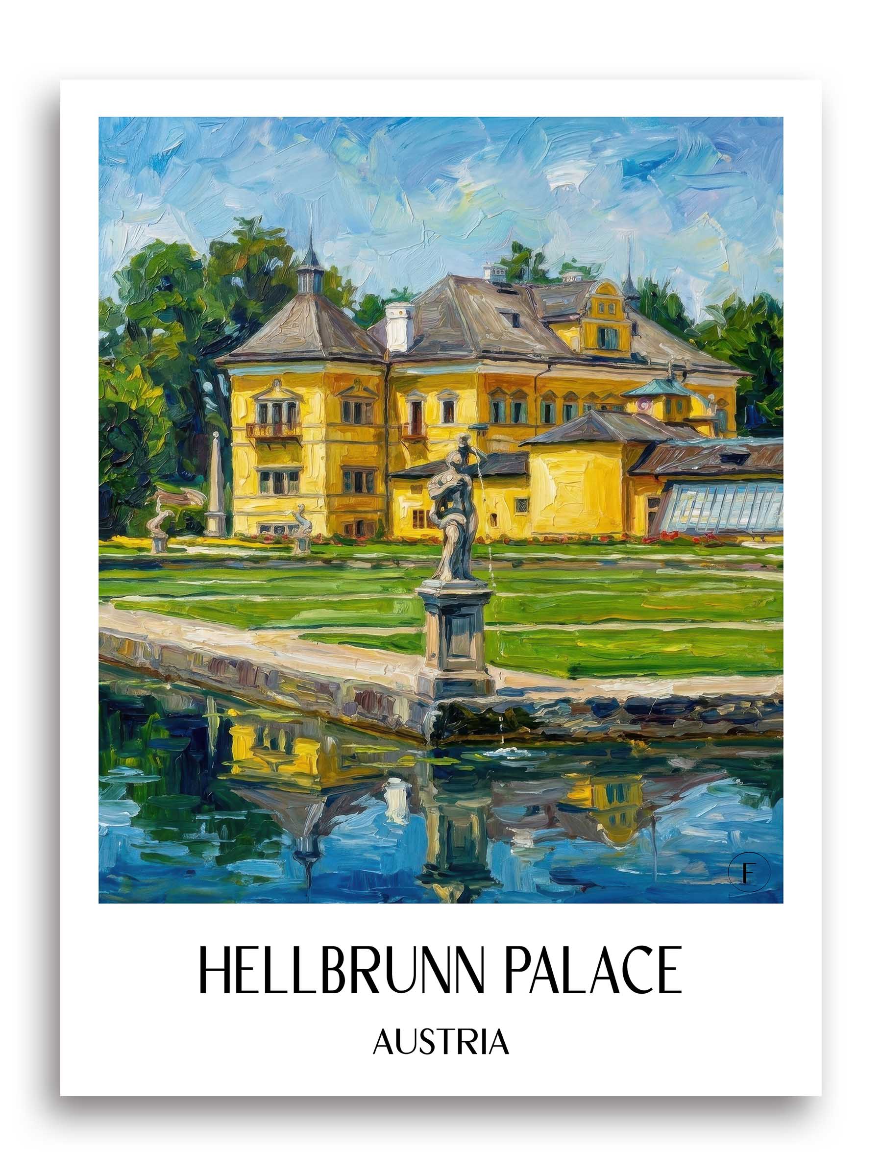Schloss Hellbrunn Poster - Salzburg - Österreich Kunstdruck - Ölgemälde von A4 bis A1