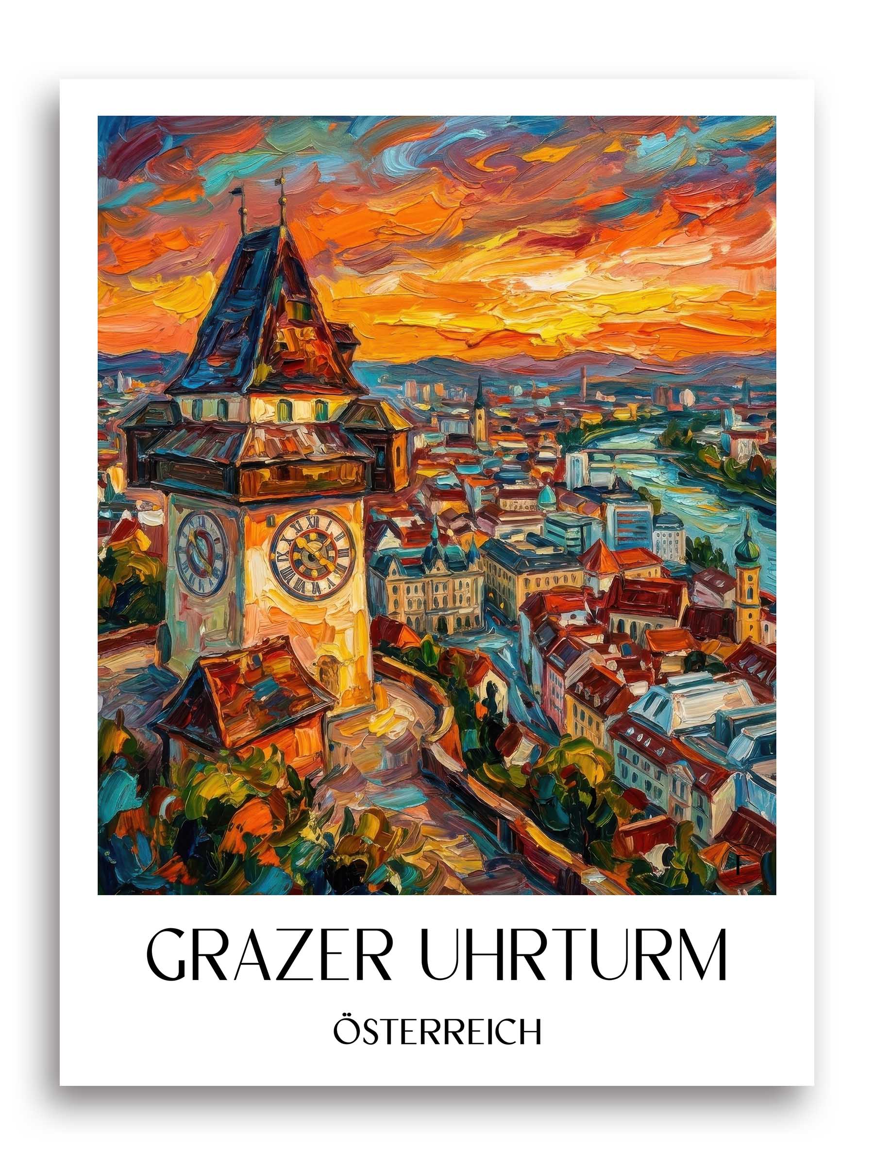 grazer-uhrturm-österreich-österreich-poster-oil-painting-oelgemaelde