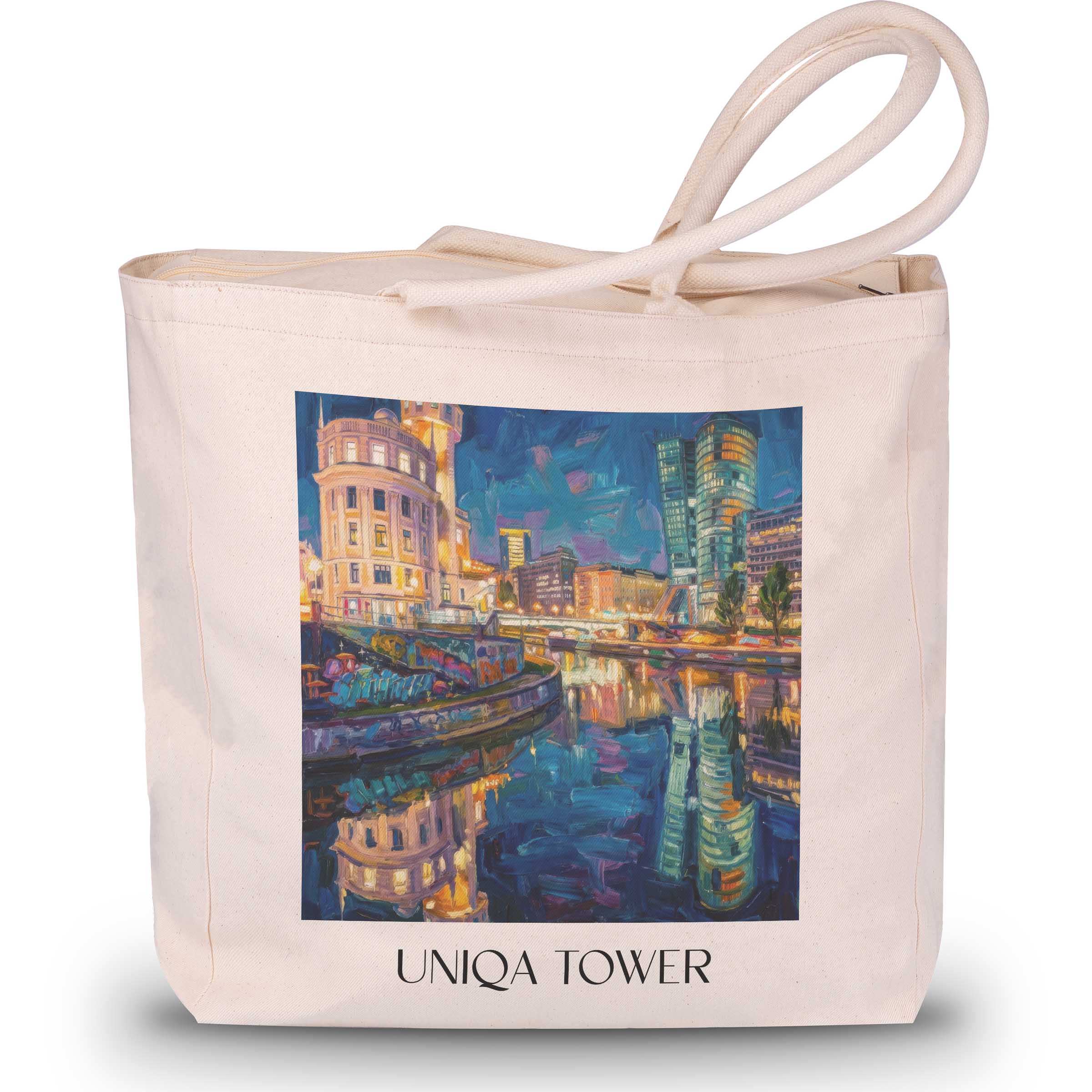 Uniqa Tower Shopping Tasche - Wien - Österreich Tote Bag - Einkaufstasche im Ölgemälde Stil