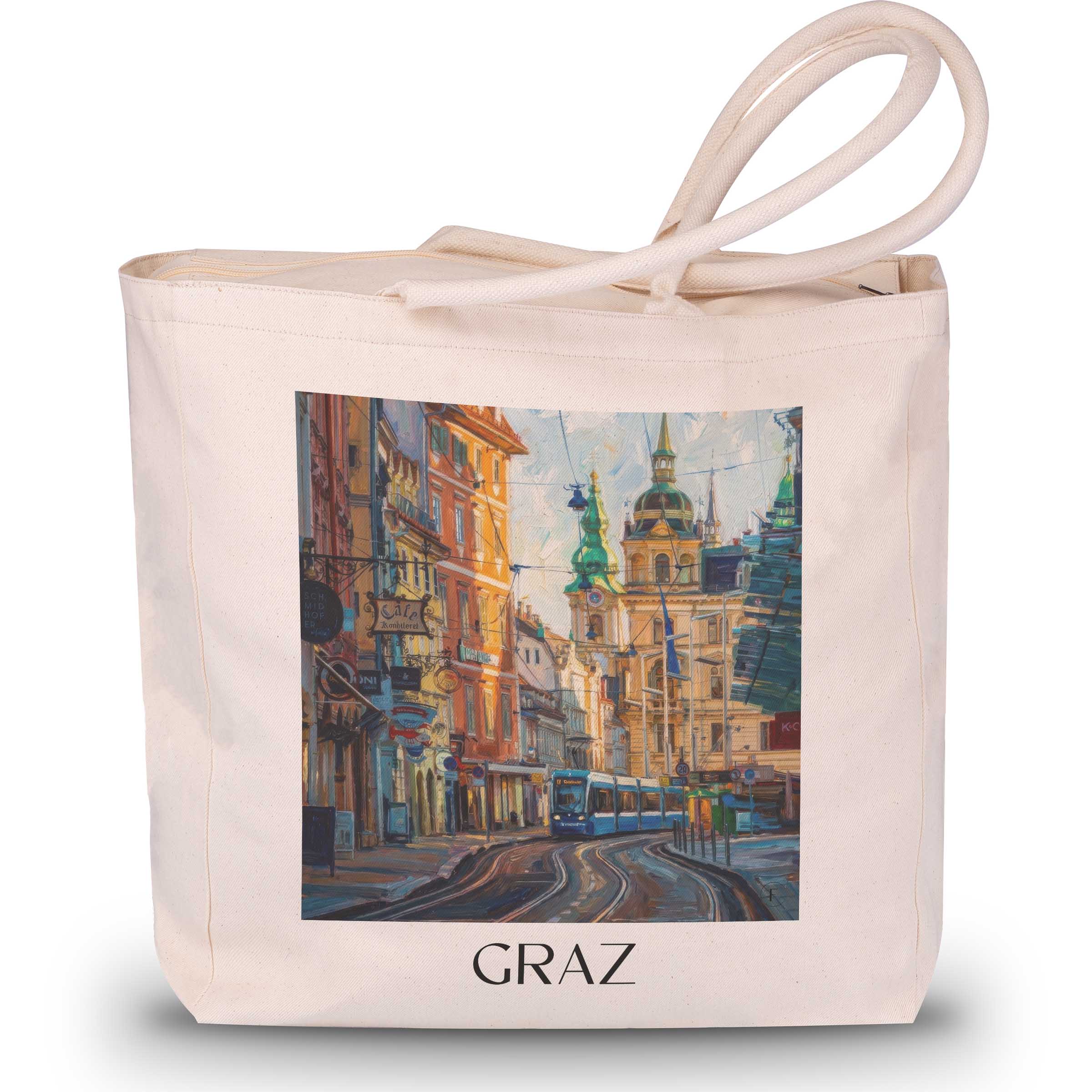 Graz Shopping Tasche - Österreich - Österreich Tote Bag - Einkaufstasche im Ölgemälde Stil