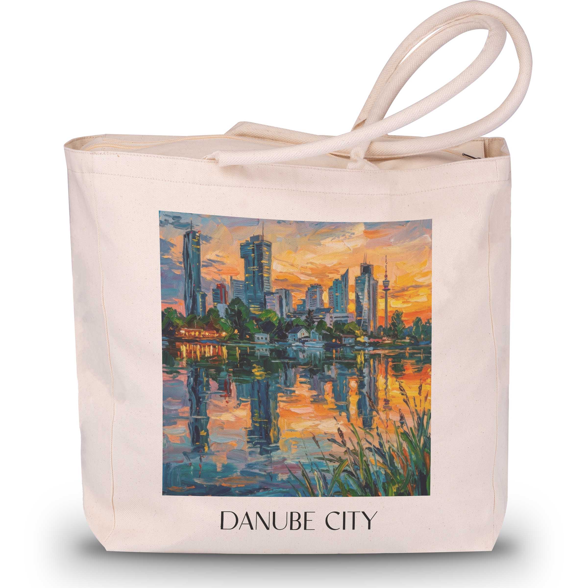 Donau City Shopping Tasche - Wien - Österreich Tote Bag - Einkaufstasche im Ölgemälde Stil
