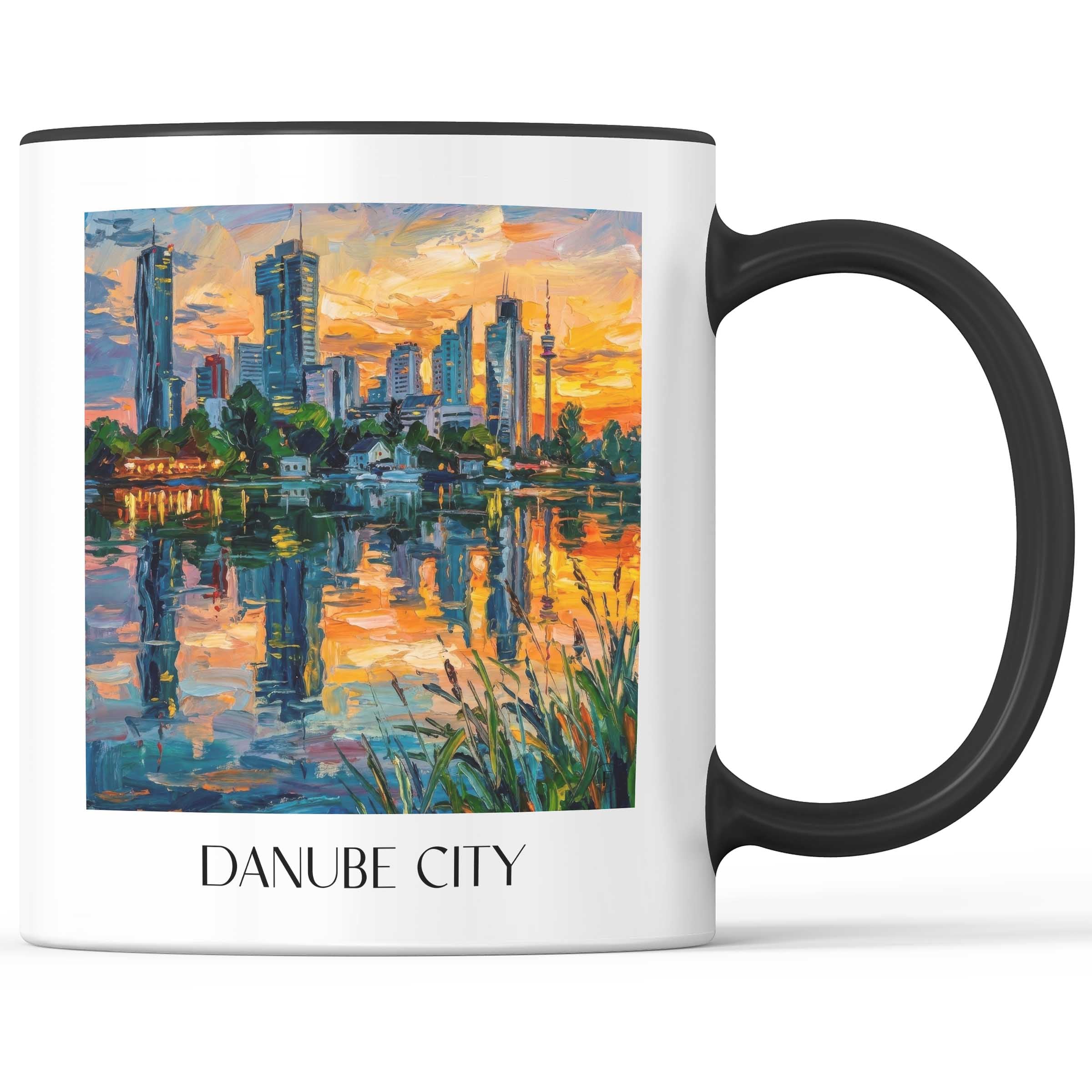 Donau City Kaffeebecher - Wien - Österreich Becher - Kaffeetasse im Ölgemälde Stil
