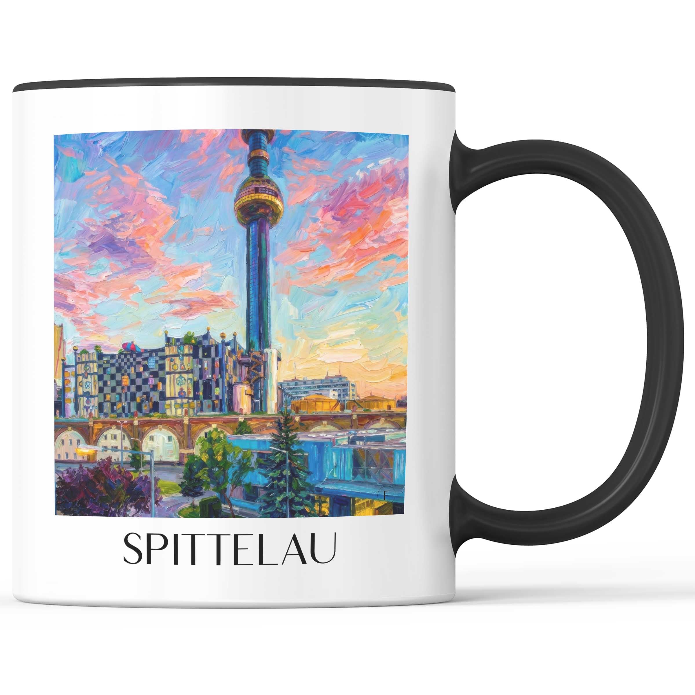 Spittelau Kaffeebecher - Wien - Österreich Becher - Kaffeetasse im Ölgemälde Stil