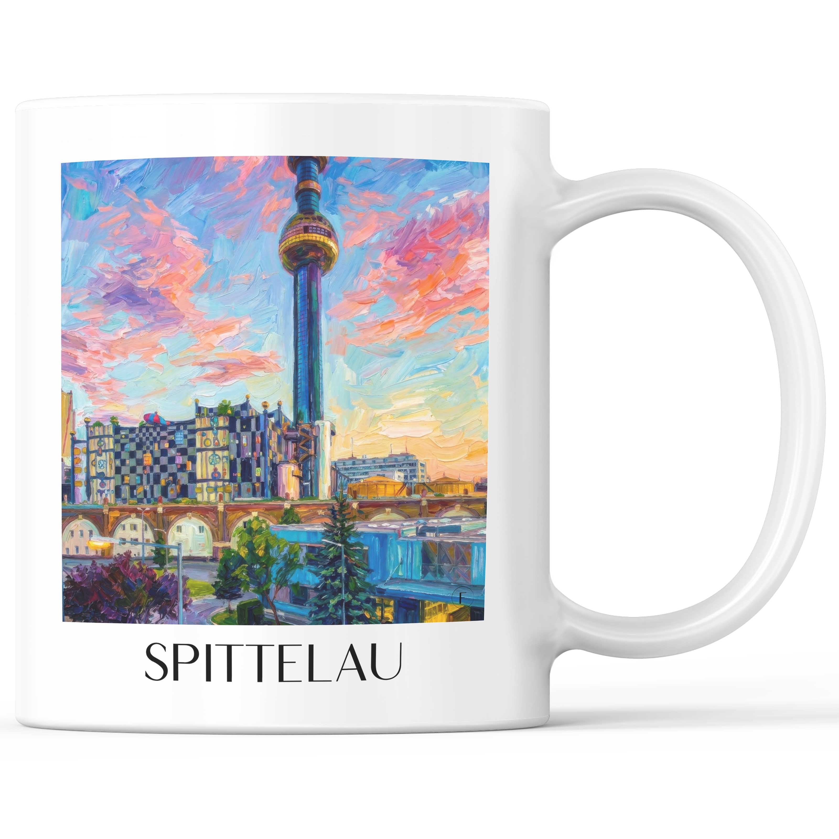 Spittelau Kaffeebecher - Wien - Österreich Becher - Kaffeetasse im Ölgemälde Stil