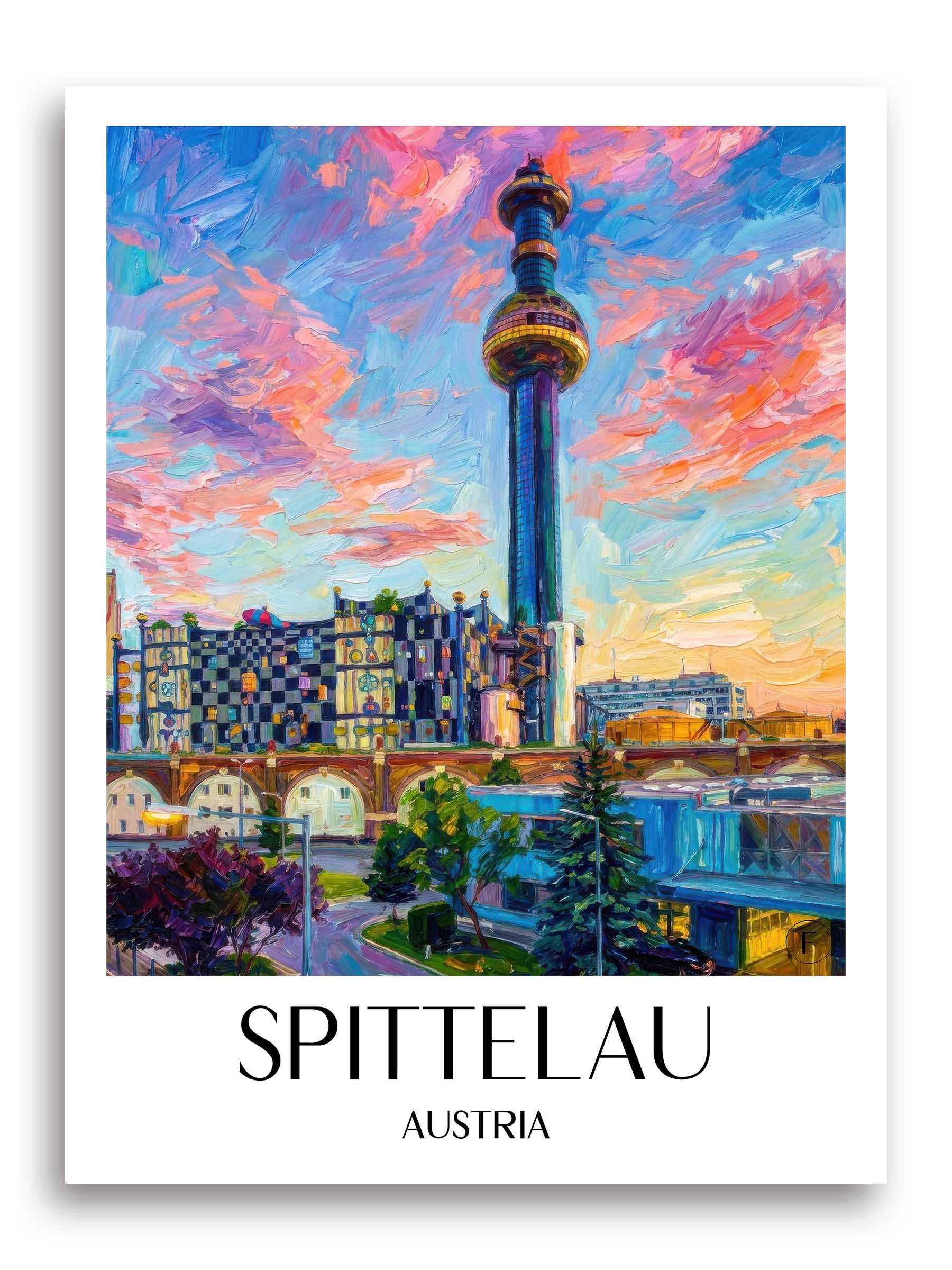Spittelau Poster - Wien - Österreich Kunstdruck - Ölgemälde von A4 bis A1