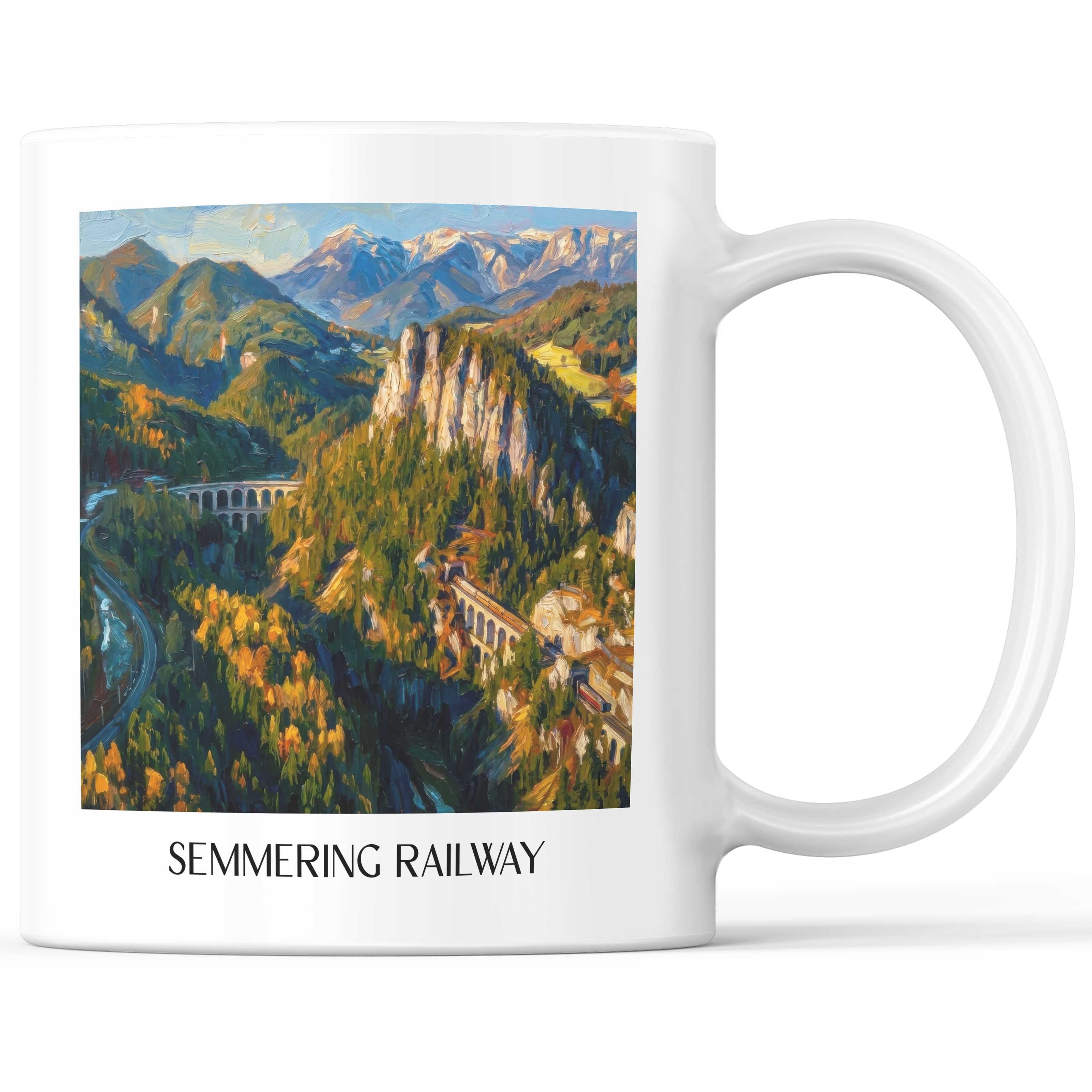 Semmeringbahn Kaffeebecher - Österreich - Österreich Becher - Kaffeetasse im Ölgemälde Stil