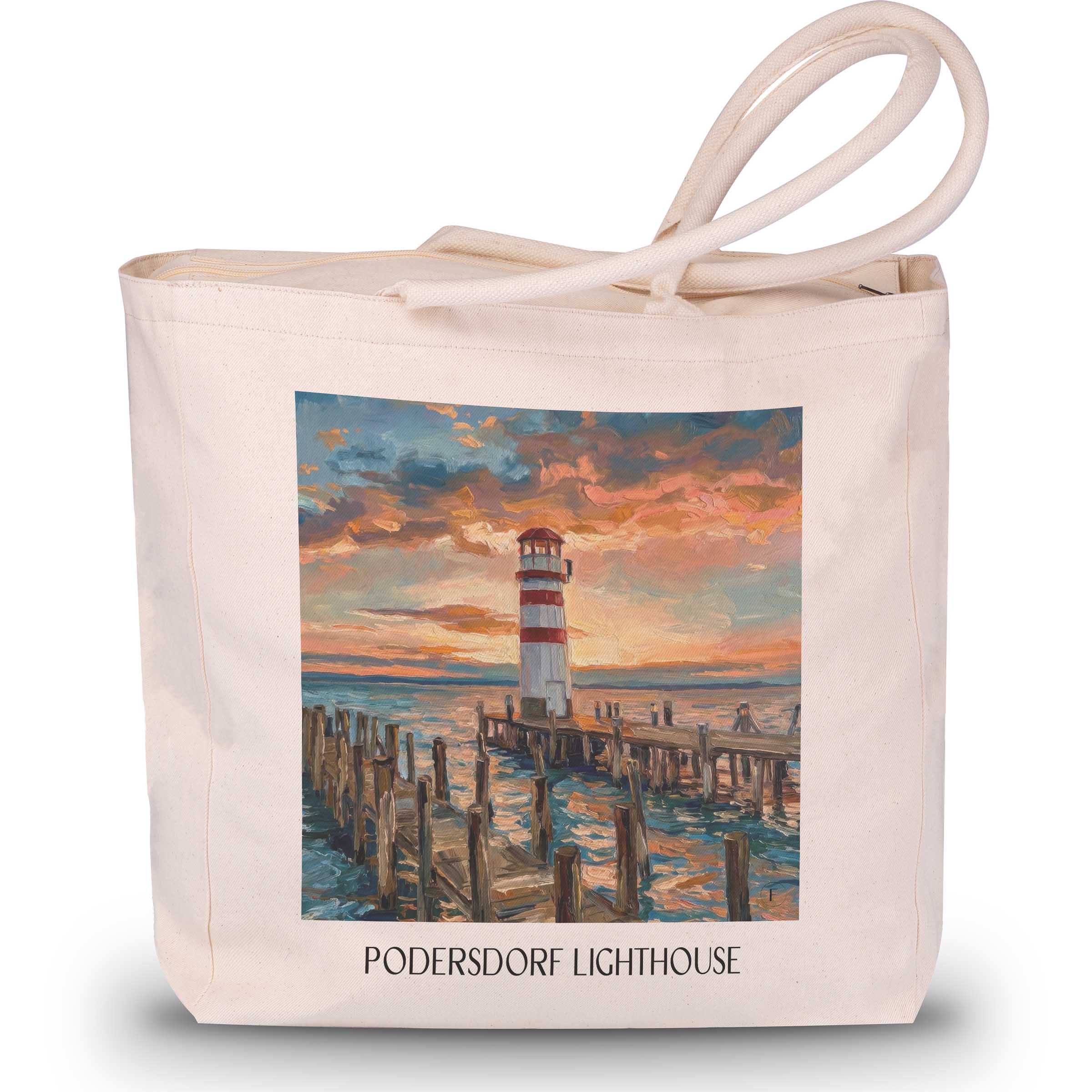 Leuchtturm Podersdorf Shopping Tasche - Österreich - Österreich Tote Bag - Einkaufstasche im Ölgemälde Stil
