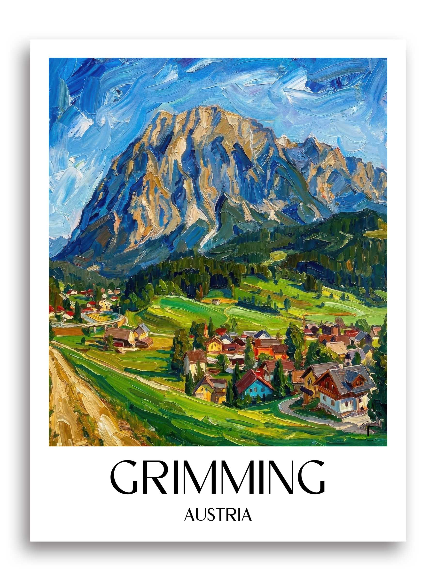 Grimming Poster - Steiermark - Österreich Kunstdruck - Ölgemälde von A4 bis A1