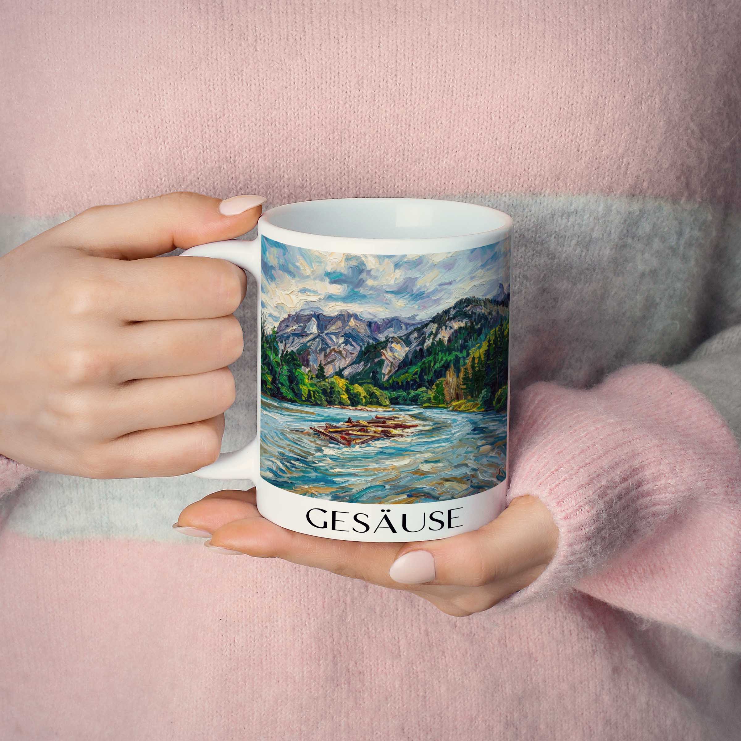 gesäuse-steiermark-österreich-kaffeebecher-oil-painting-oelgemaelde