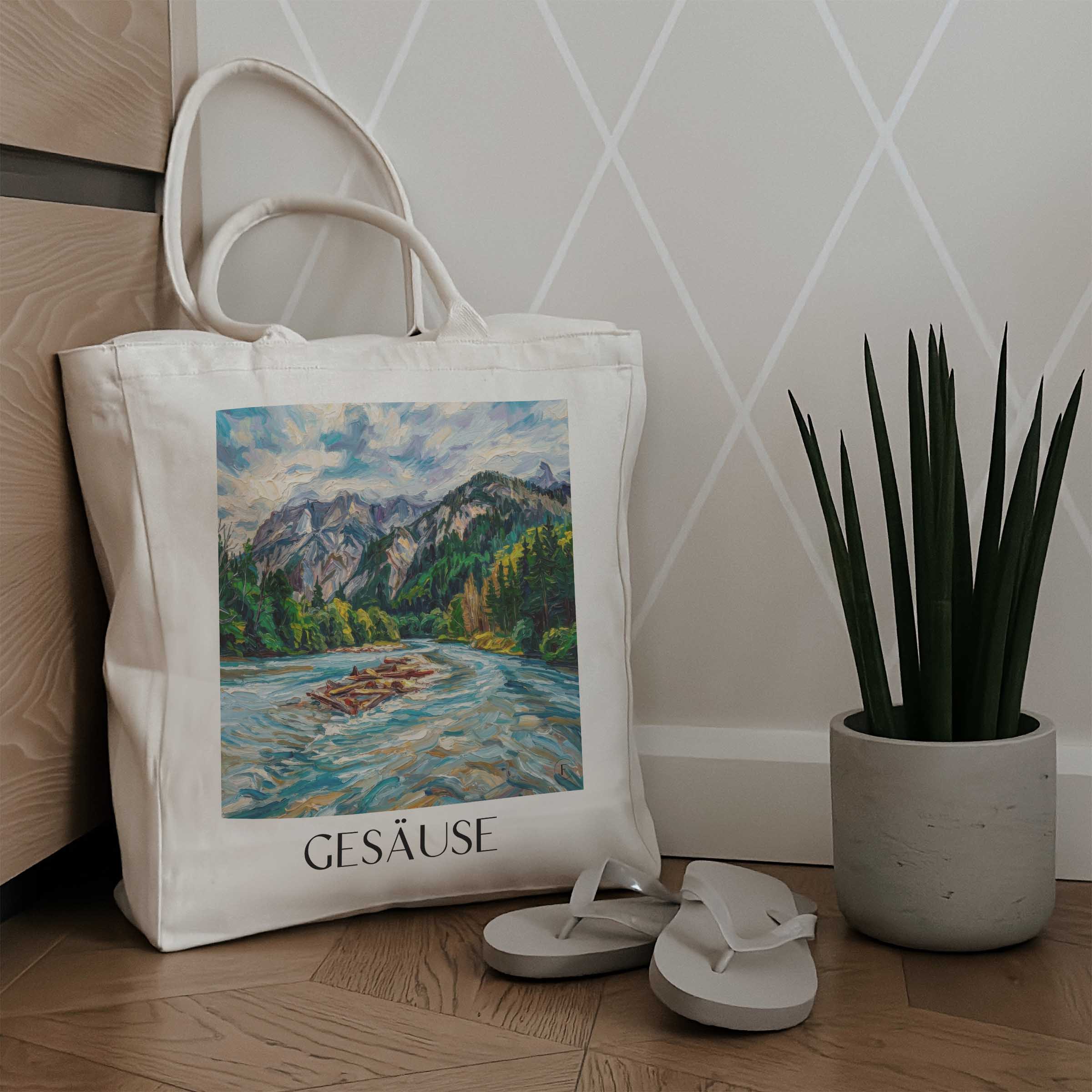 gesäuse-steiermark-österreich-einkaufstasche-oil-painting-oelgemaelde