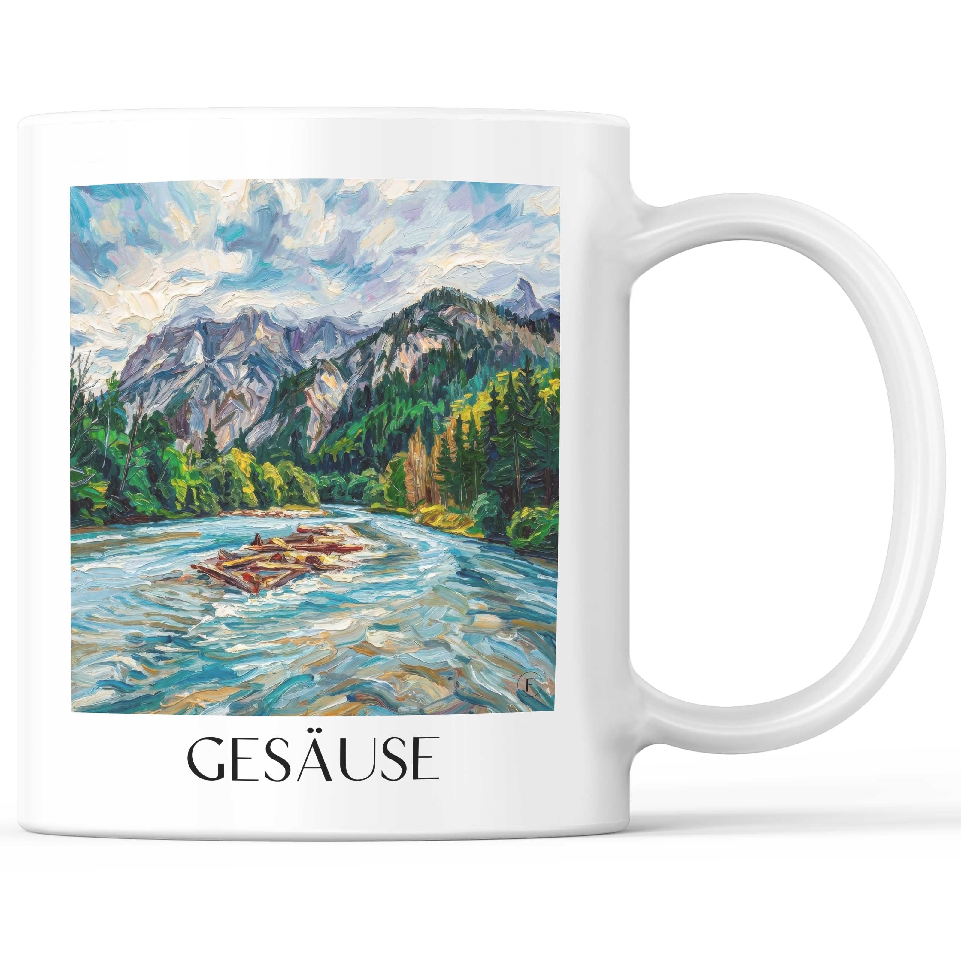Gesäuse Kaffeebecher - Steiermark - Österreich Becher - Kaffeetasse im Ölgemälde Stil