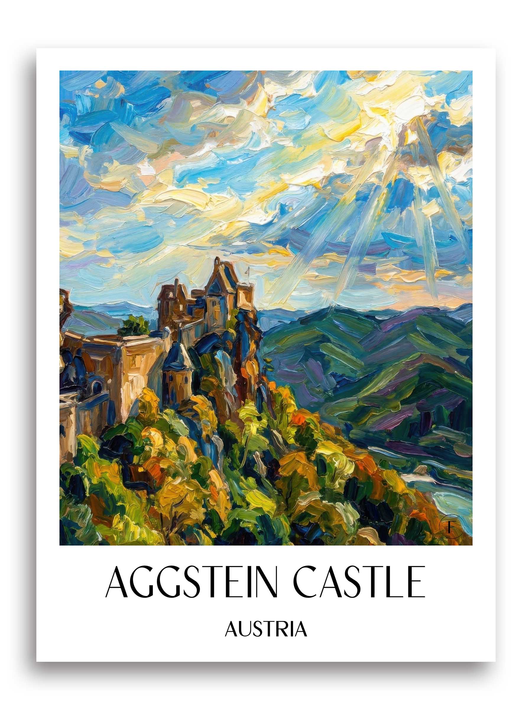 Burg Aggstein Poster - Wachau - Österreich Kunstdruck - Ölgemälde von A4 bis A1