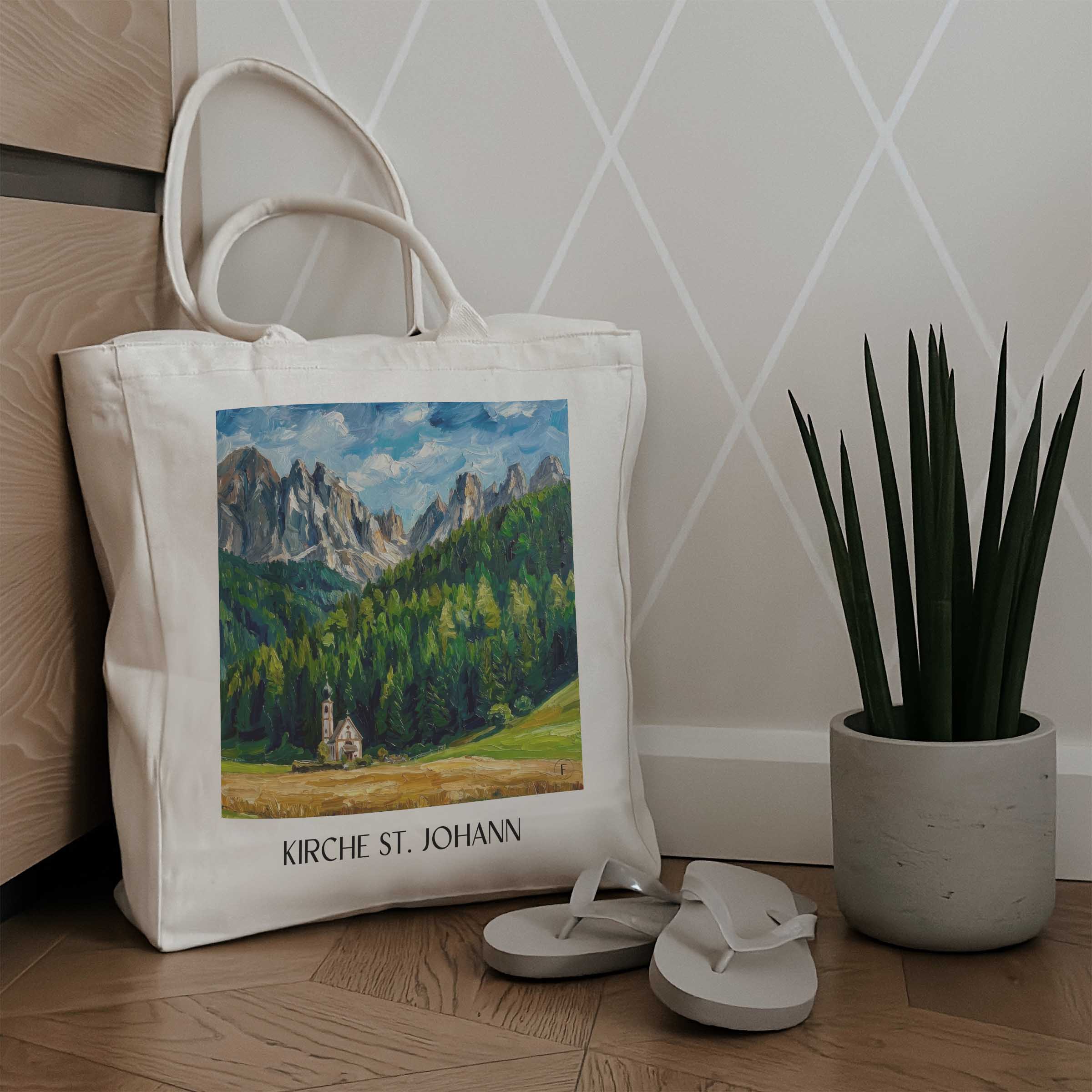 kirche-st.-johann-ranui-italien-einkaufstasche-oil-painting-oelgemaelde