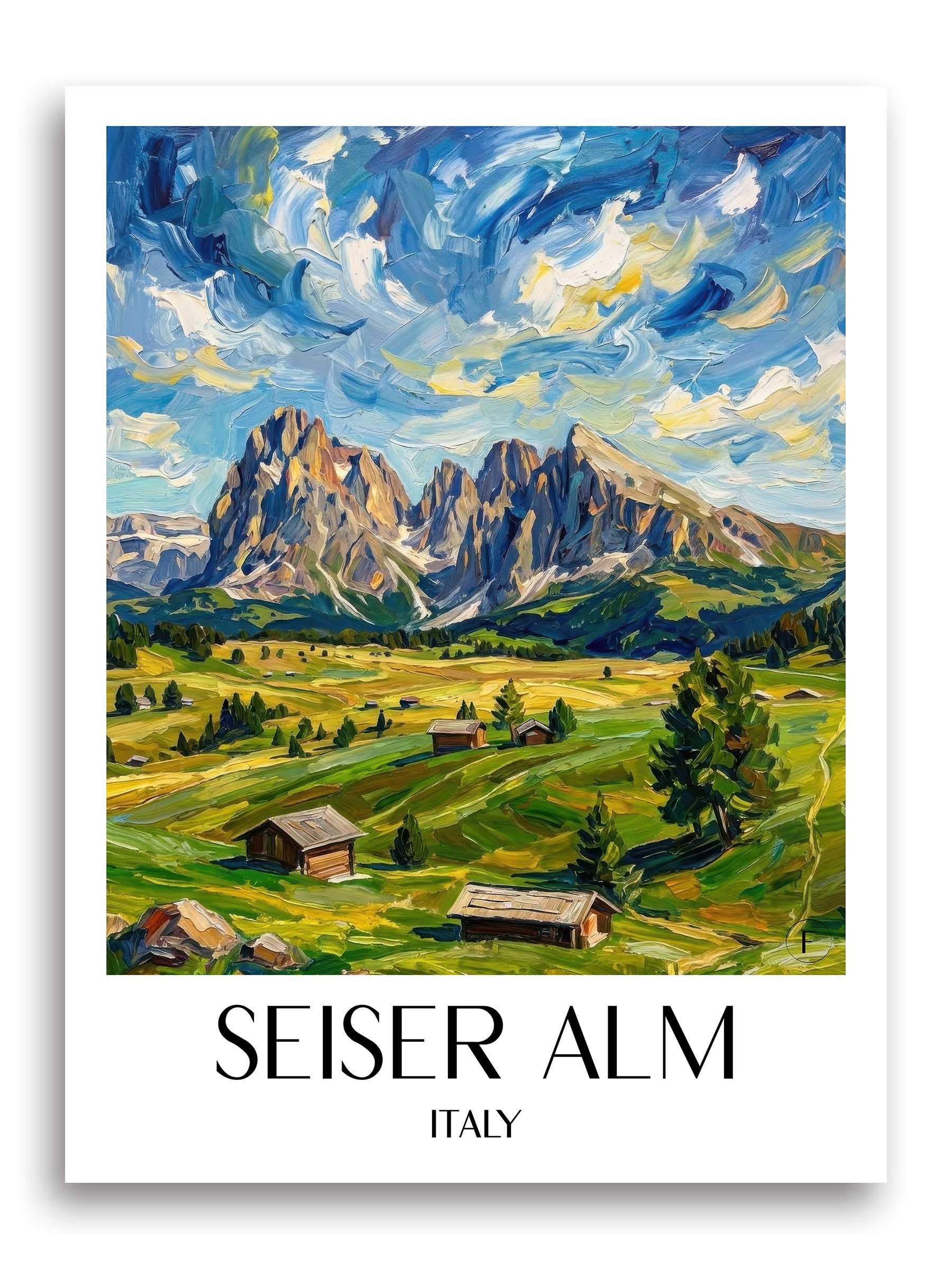 Seiser Alm Poster - Dolomiten - Italien Kunstdruck - Ölgemälde von A4 bis A1