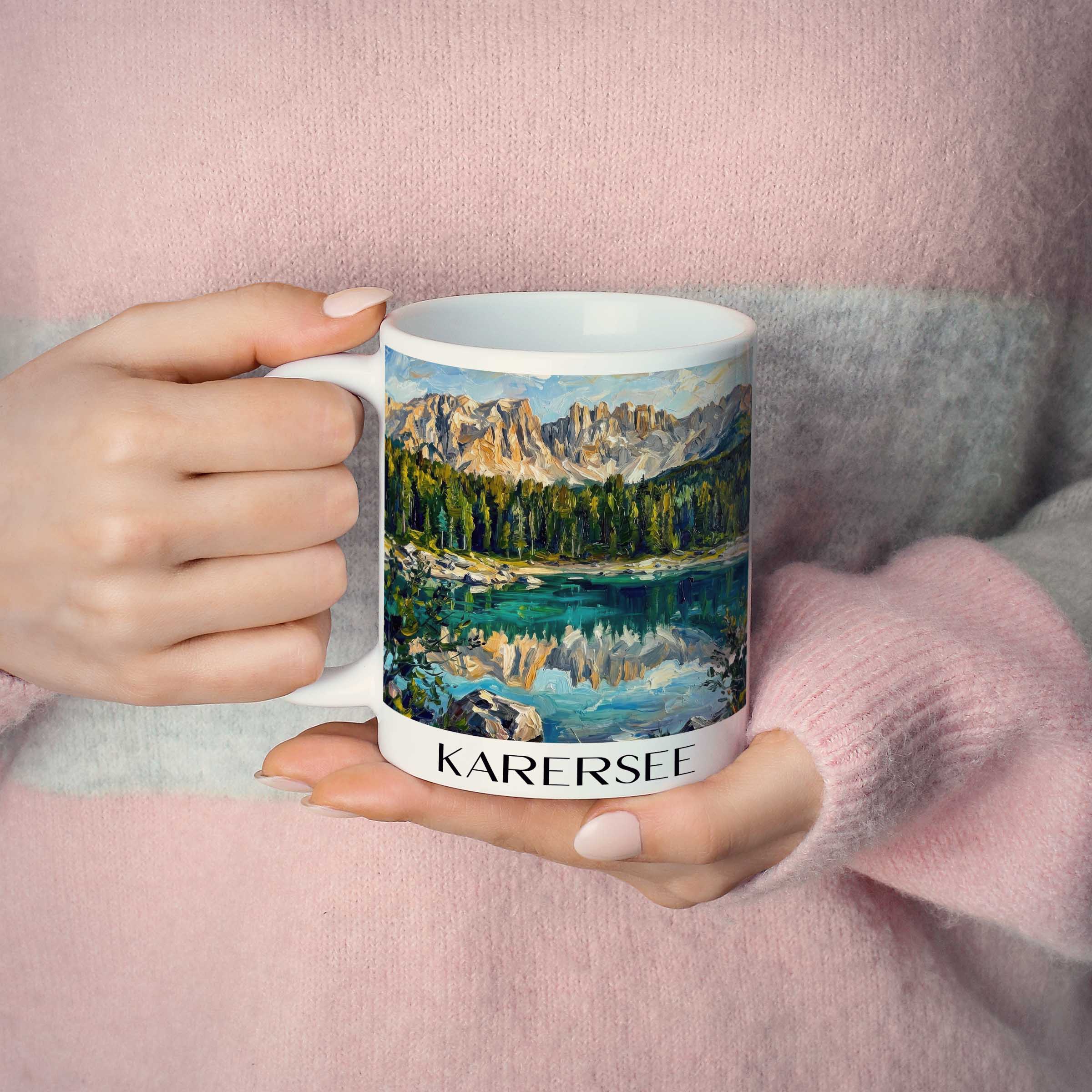 karersee-südtirol-italien-kaffeebecher-oil-painting-oelgemaelde