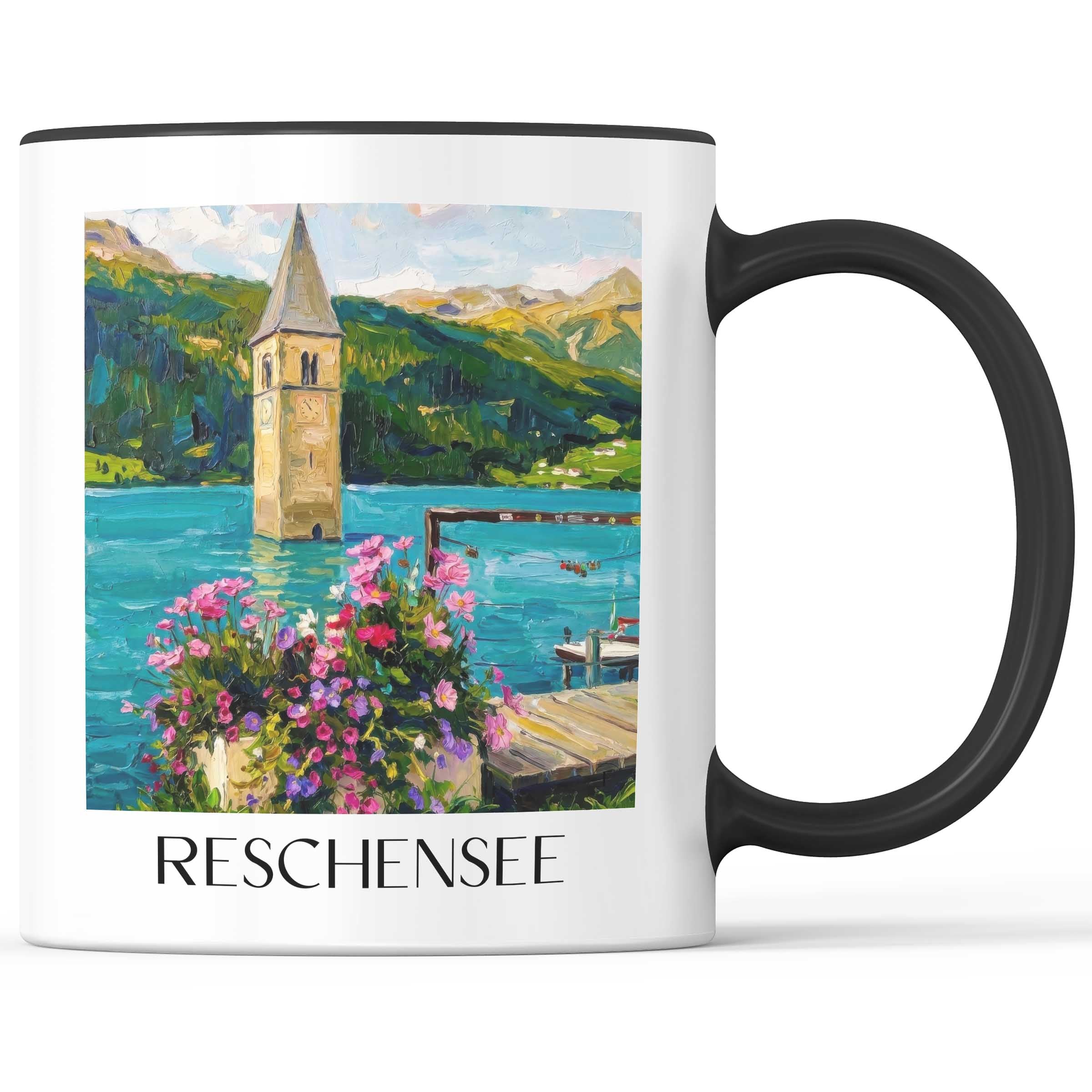 reschensee-südtirol-italien-kaffeebecher-oil-painting-oelgemaelde